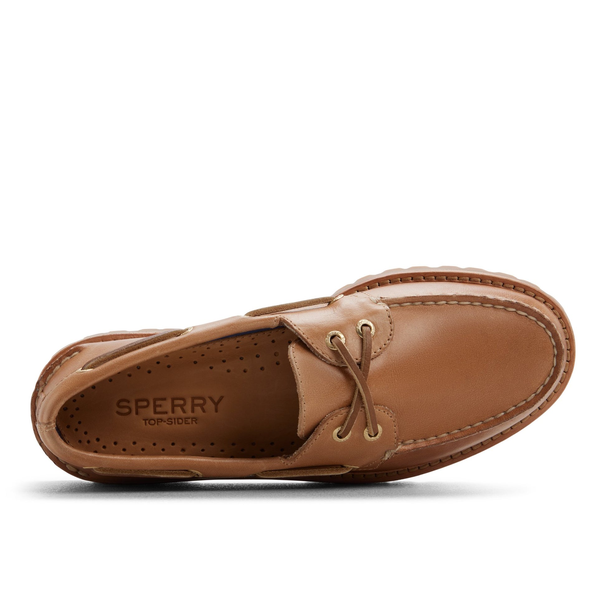 Top-down view of the Tan Authentic Original™ 2 Eye Low Lug Boat Shoe