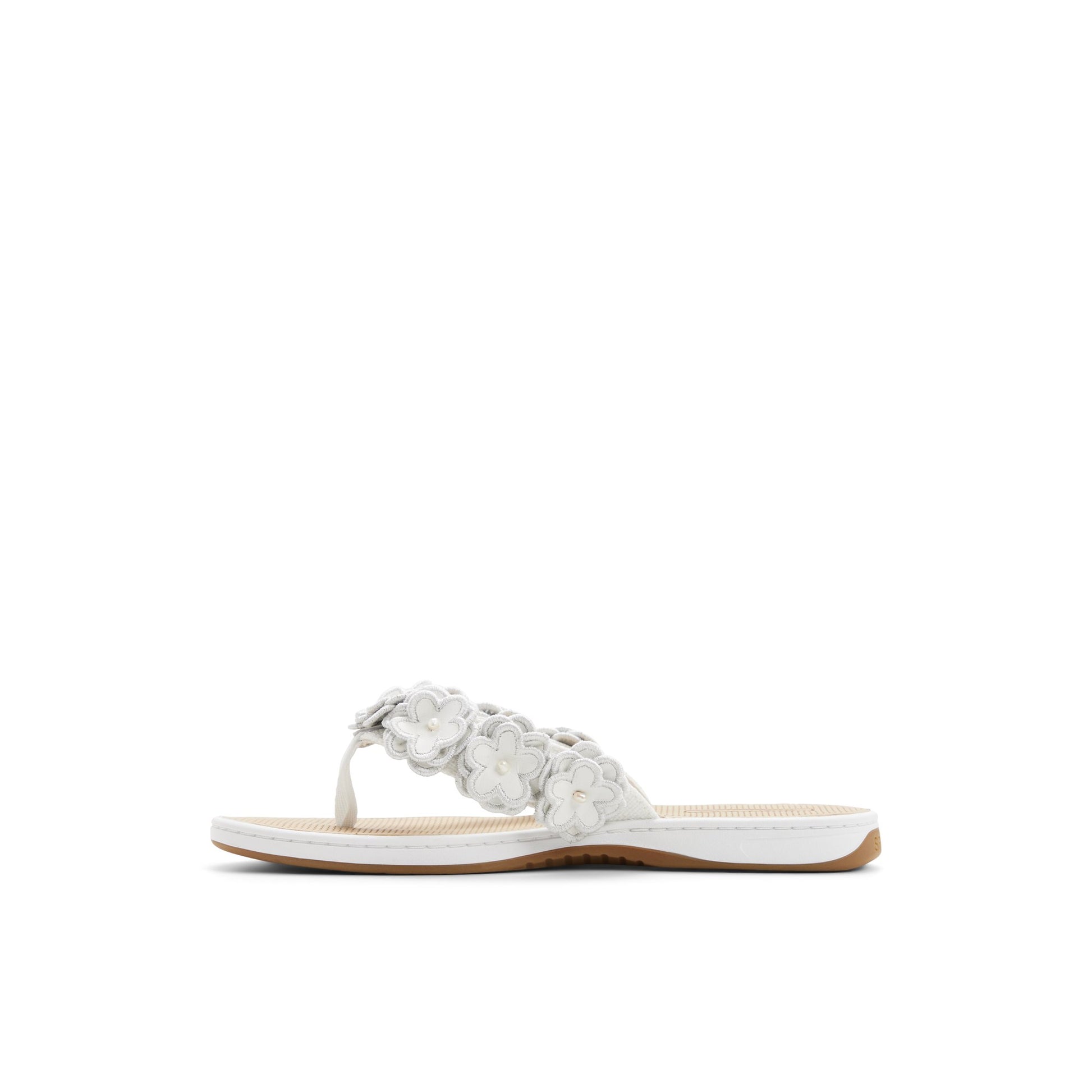 Three-quarter angle of White/blue Isla Thong Embroider Sandal 's back side