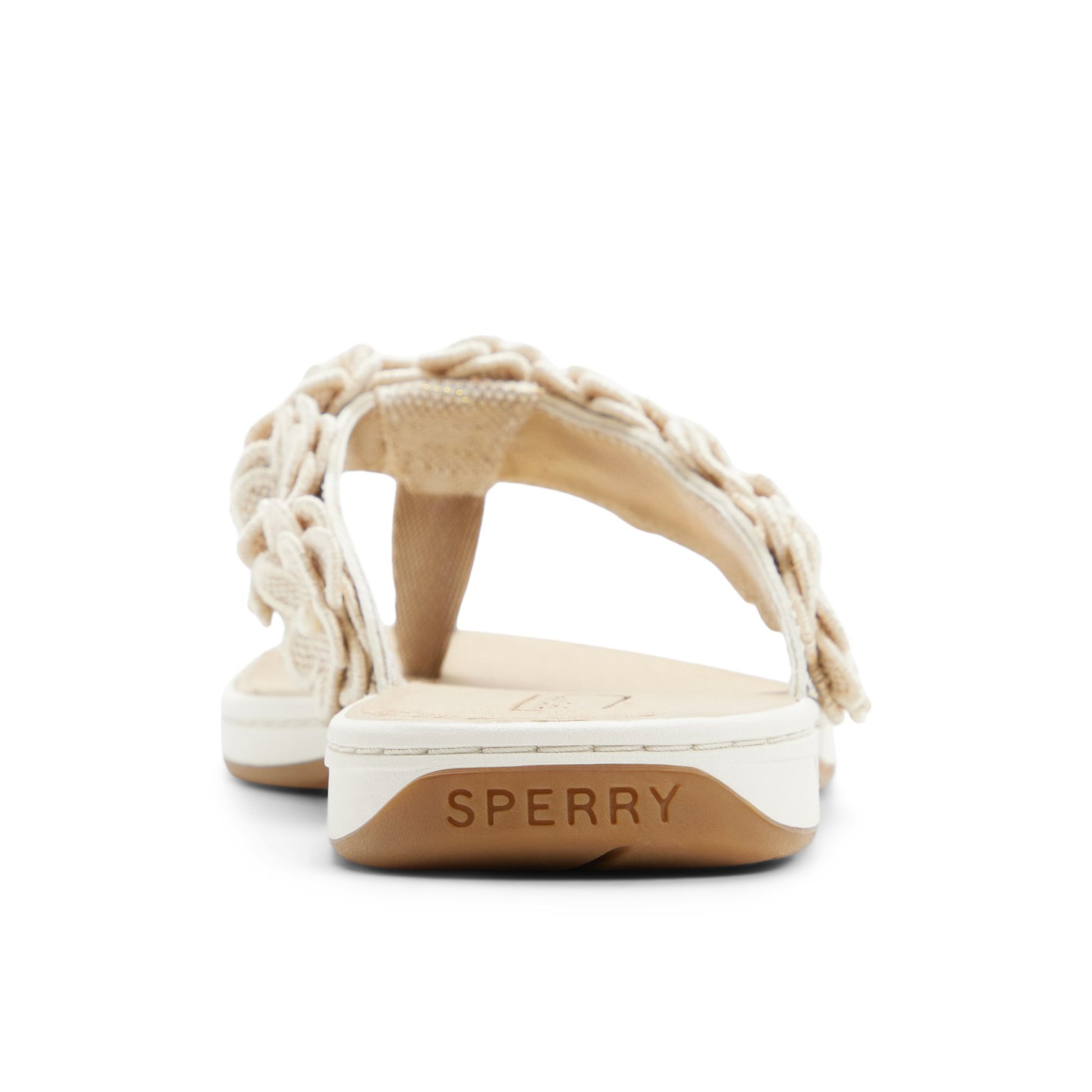 Three-quarter angle of Gold Seafish Floral Thong Sandal Flip Flop Thong Sandals's front side