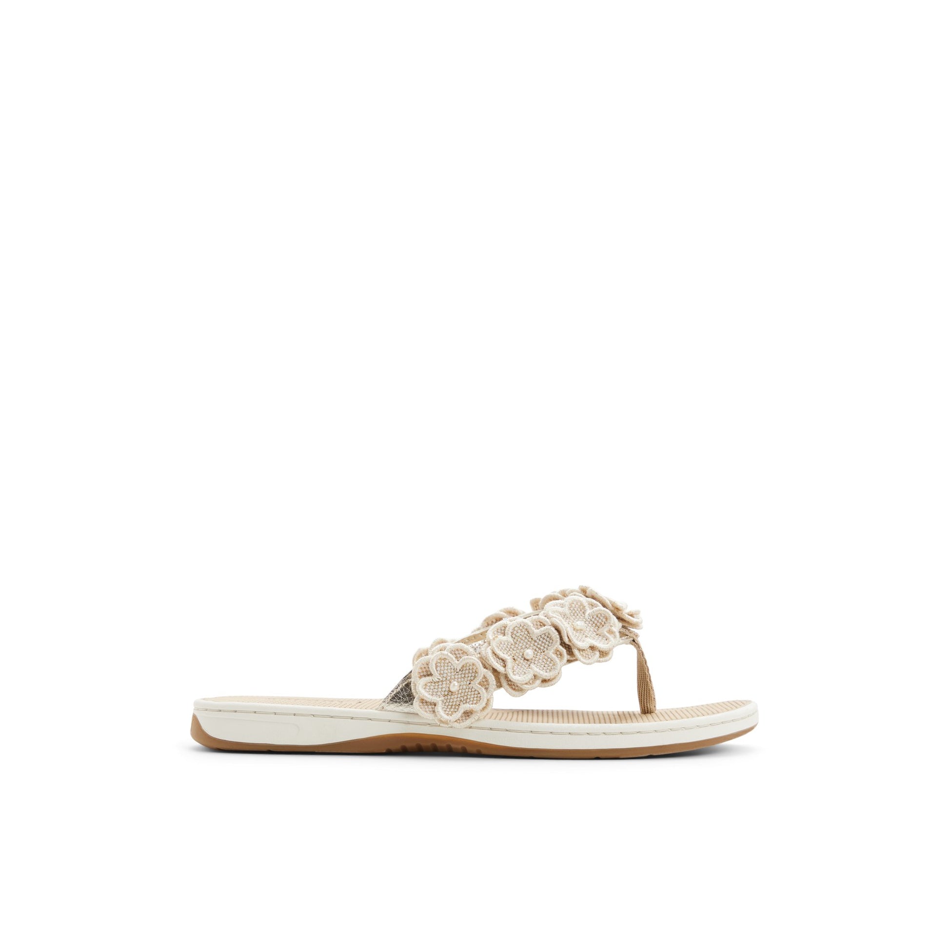 Main View of Gold Seafish Floral Thong Sandal Flip Flop Thong Sandals for Womens