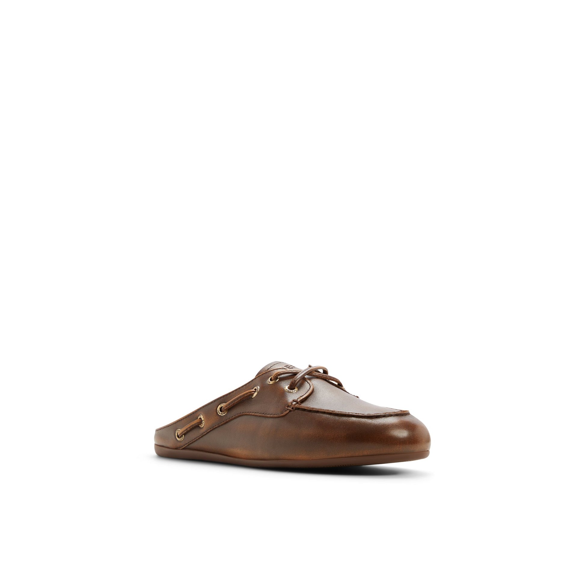 Side view of Brown Slim Boat Mule Boat Shoe