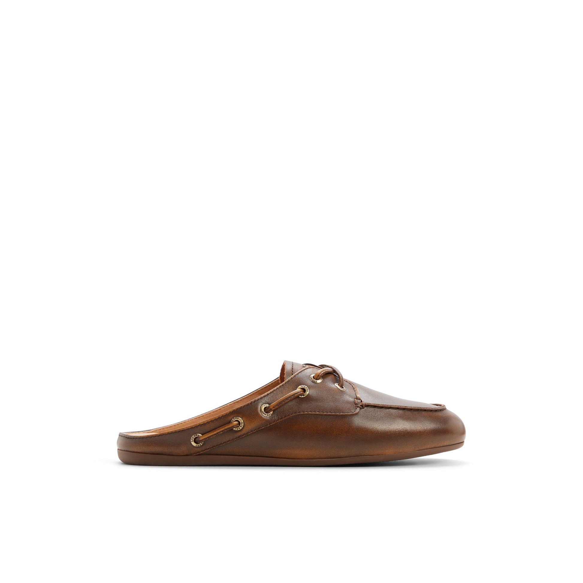 Main View of Brown Slim Boat Mule Boat Shoe for Womens