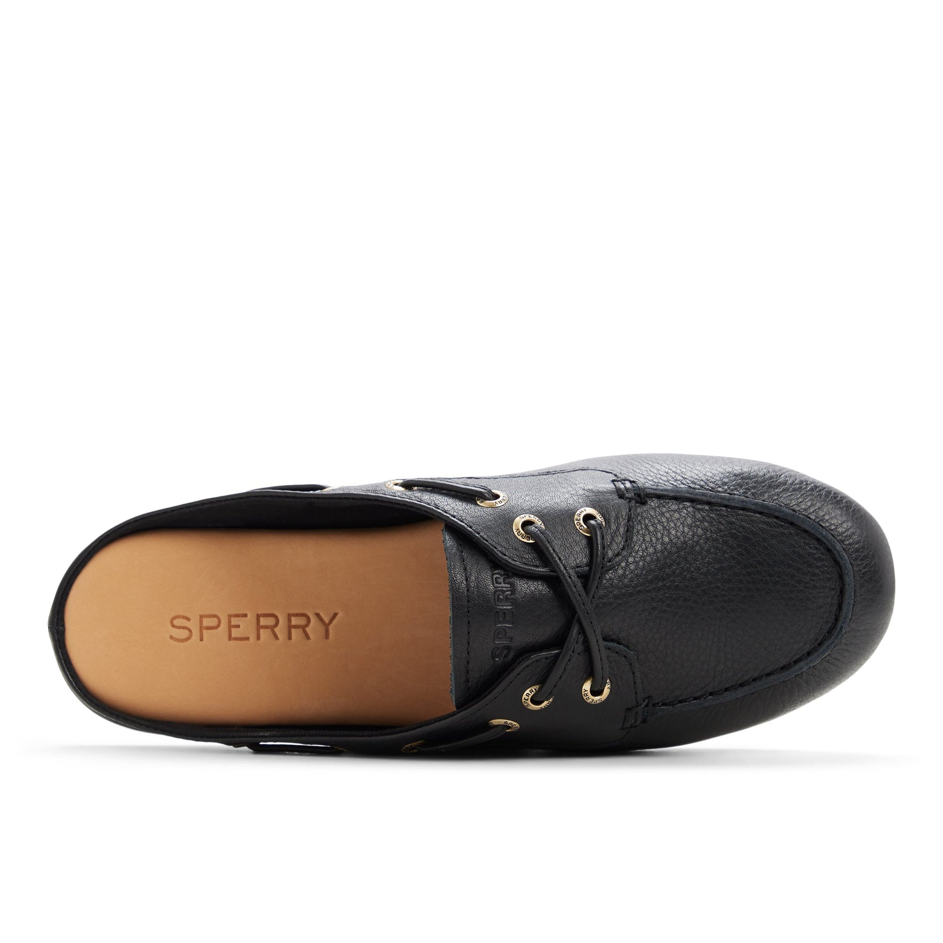 Top-down view of the Black Slim Boat Mule Boat Shoe