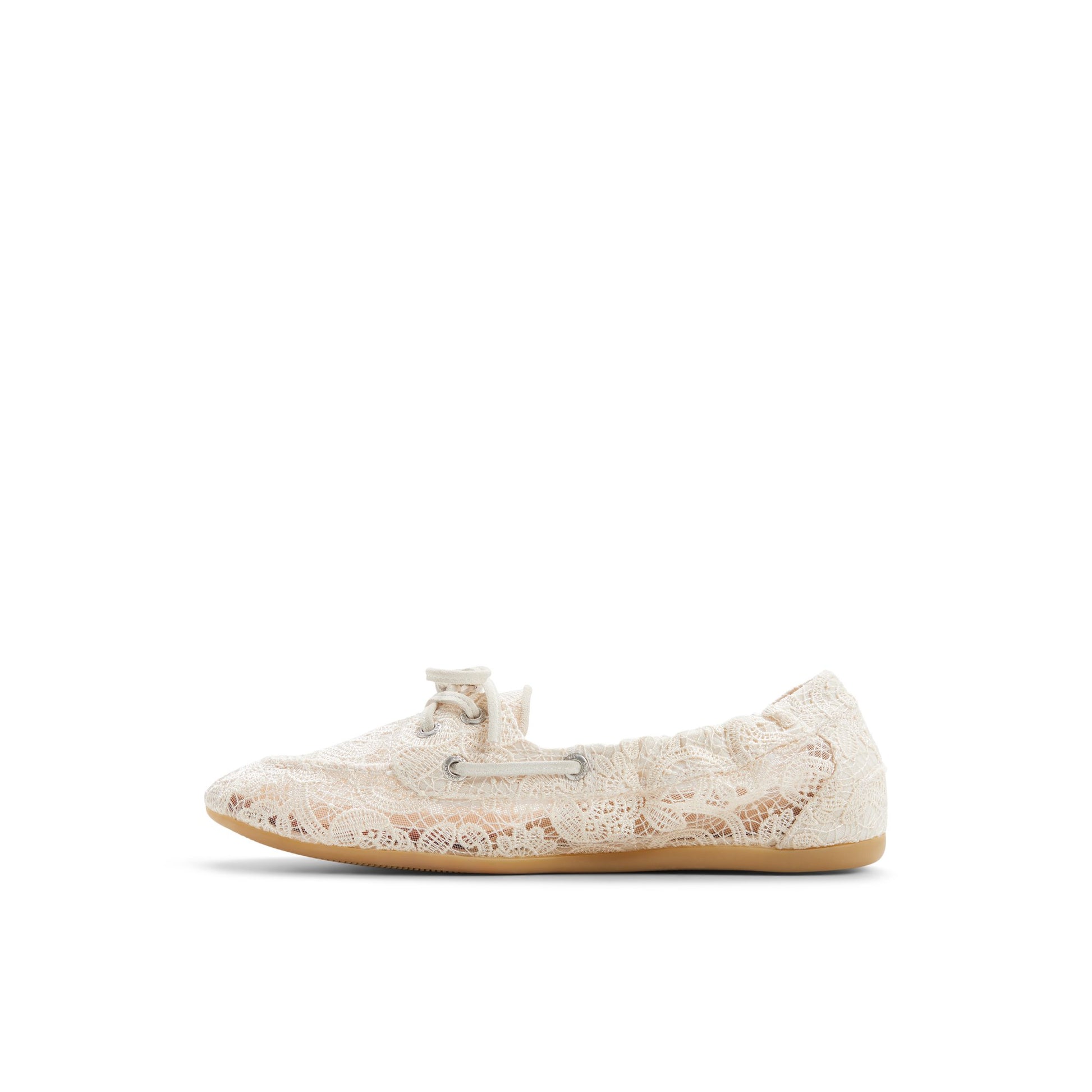 Three-quarter angle of Cream Slim Sail Boat Shoe Boat Shoe's back side