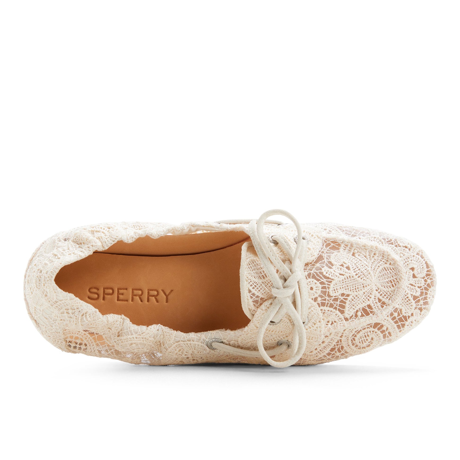 Top-down view of the Cream Slim Sail Boat Shoe Boat Shoe