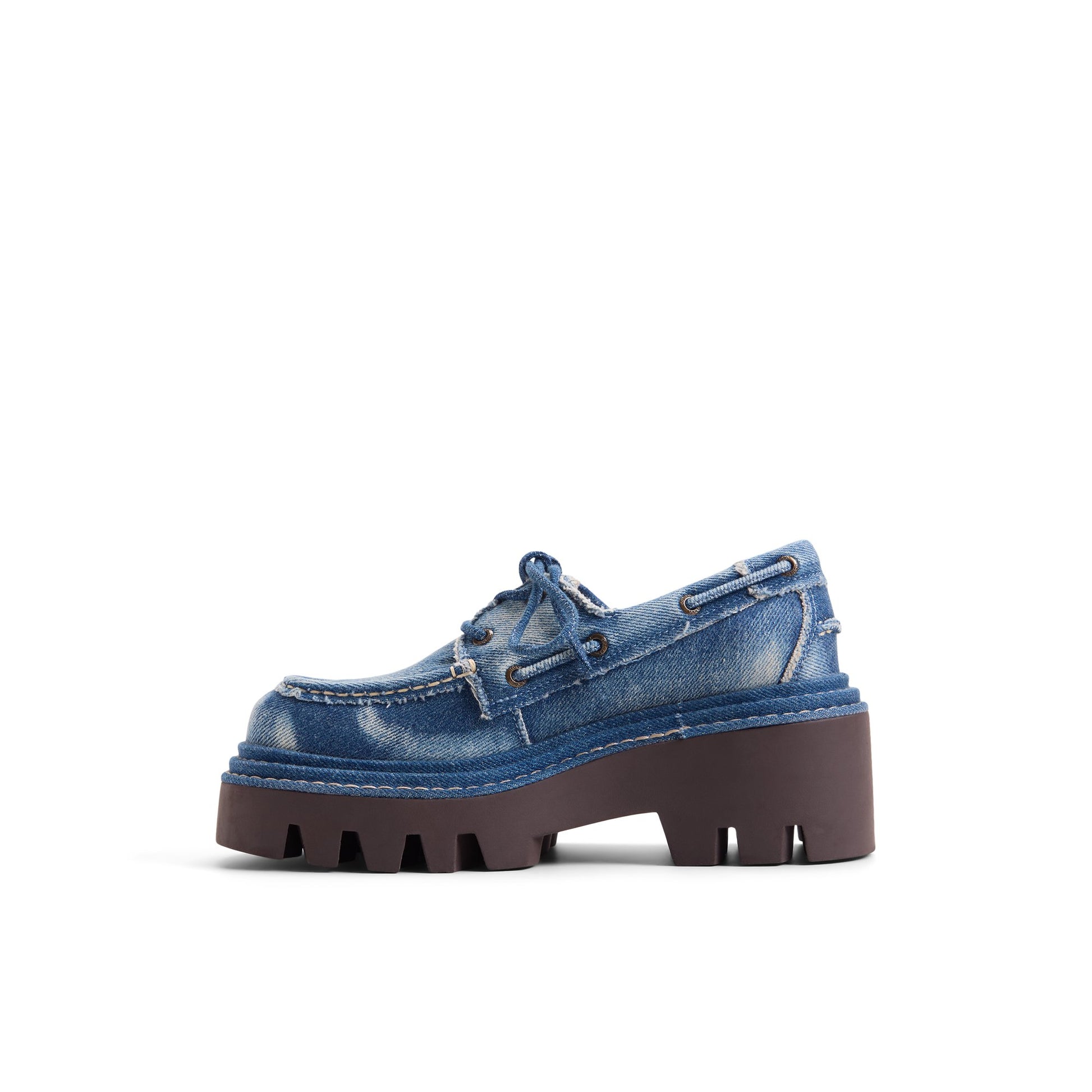 Three-quarter angle of Denim Sperry x MONSE Authentic Original™ 2-Eye Lug Boat Shoe 's back side