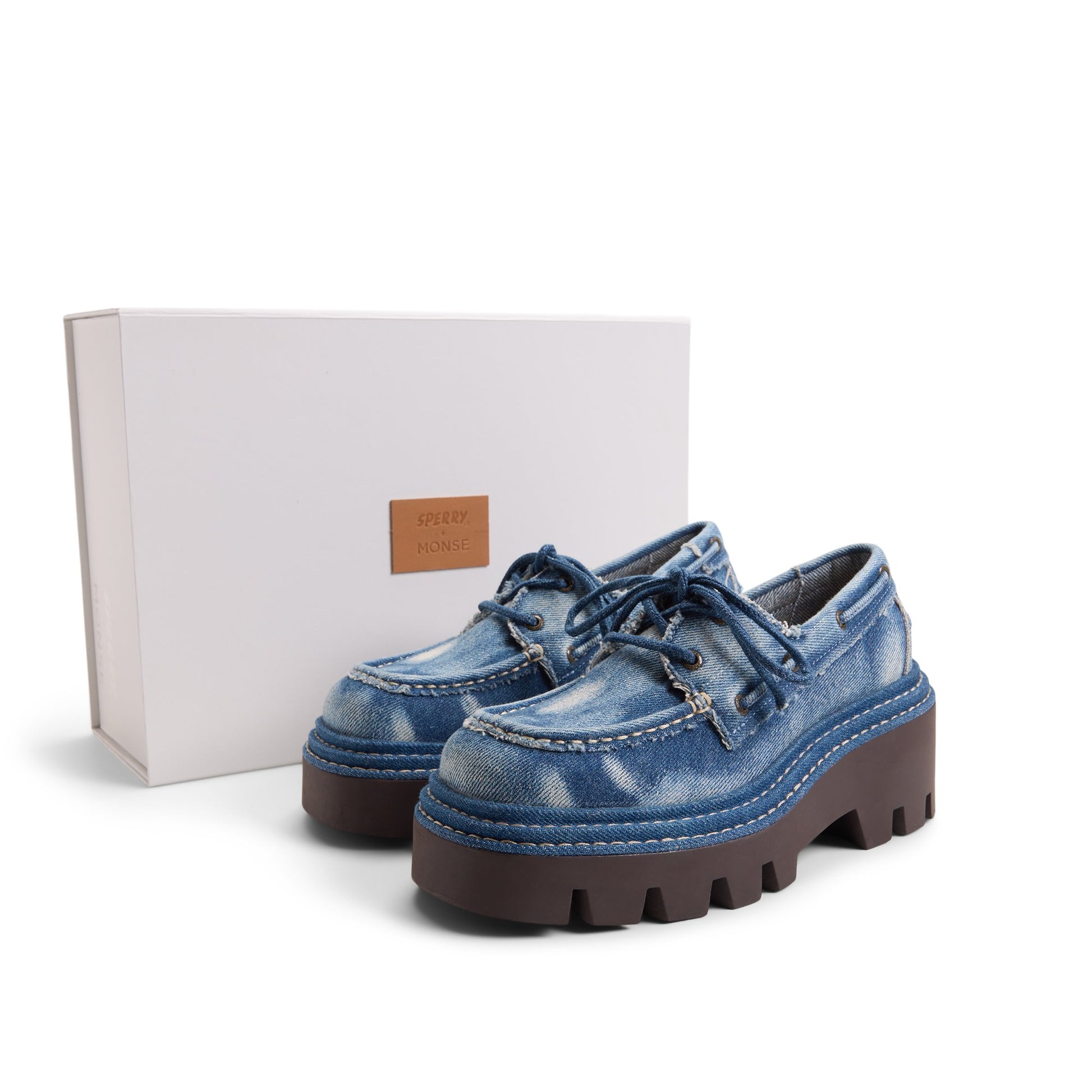 View of Denim Sperry x MONSE Authentic Original™ 2-Eye Lug Boat Shoe 's sole