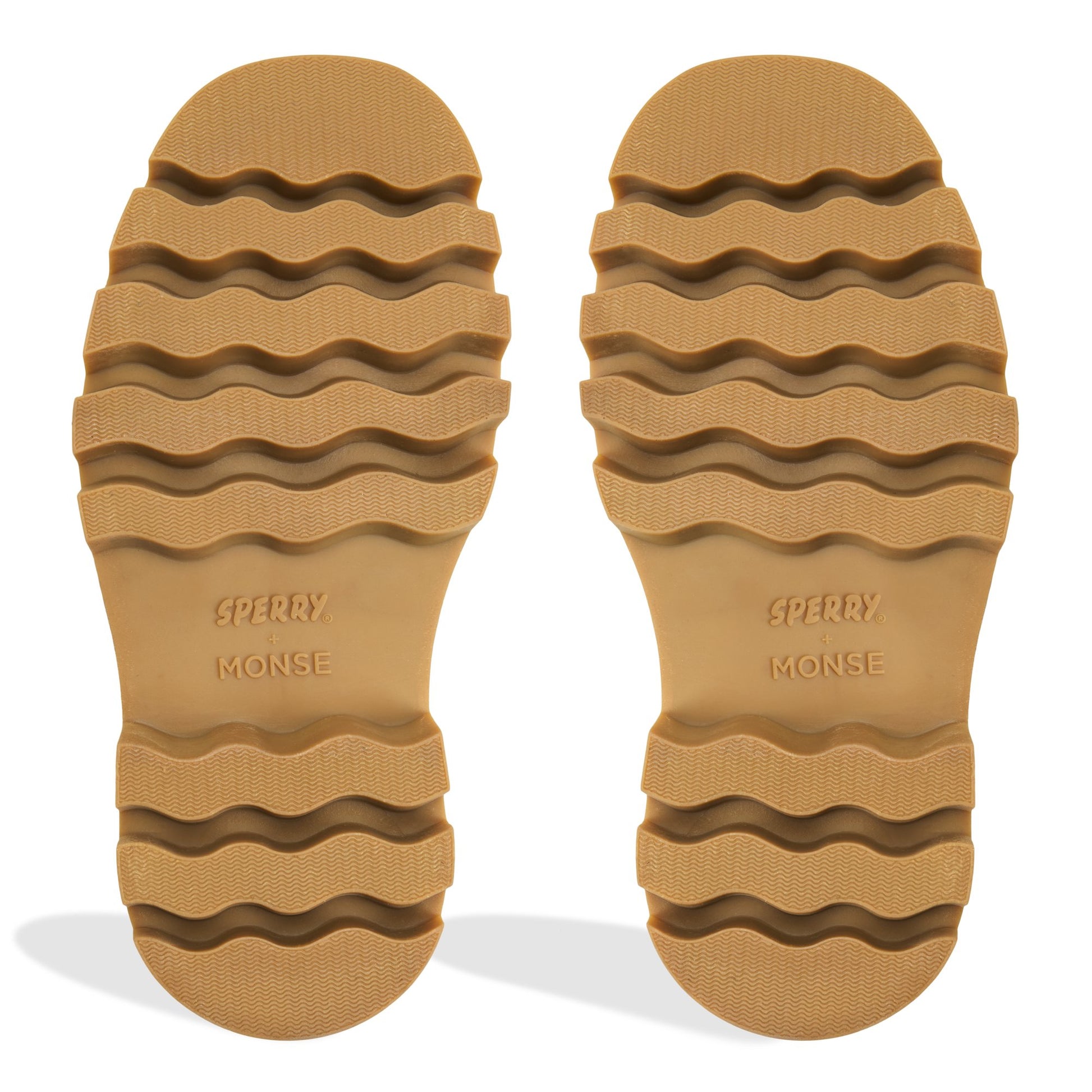 Close-up of the Khaki Sperry x MONSE Authentic Original™ 2-Eye Lug Boat Shoe