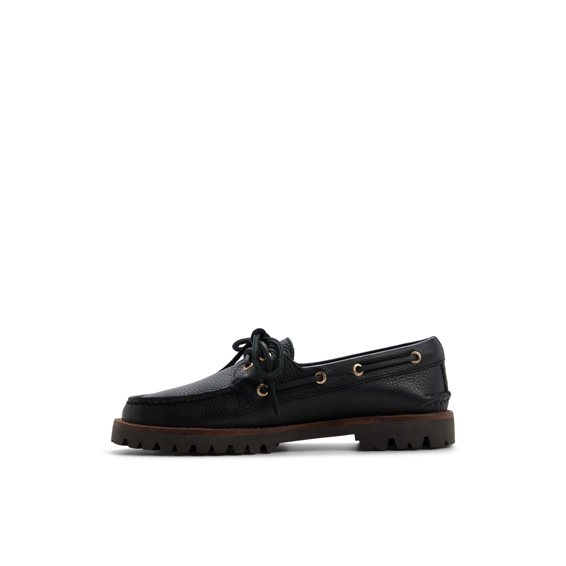 Three-quarter angle of Black Sperry x Aritzia Authentic Original™ 2 Eye Lug Loafers's back side