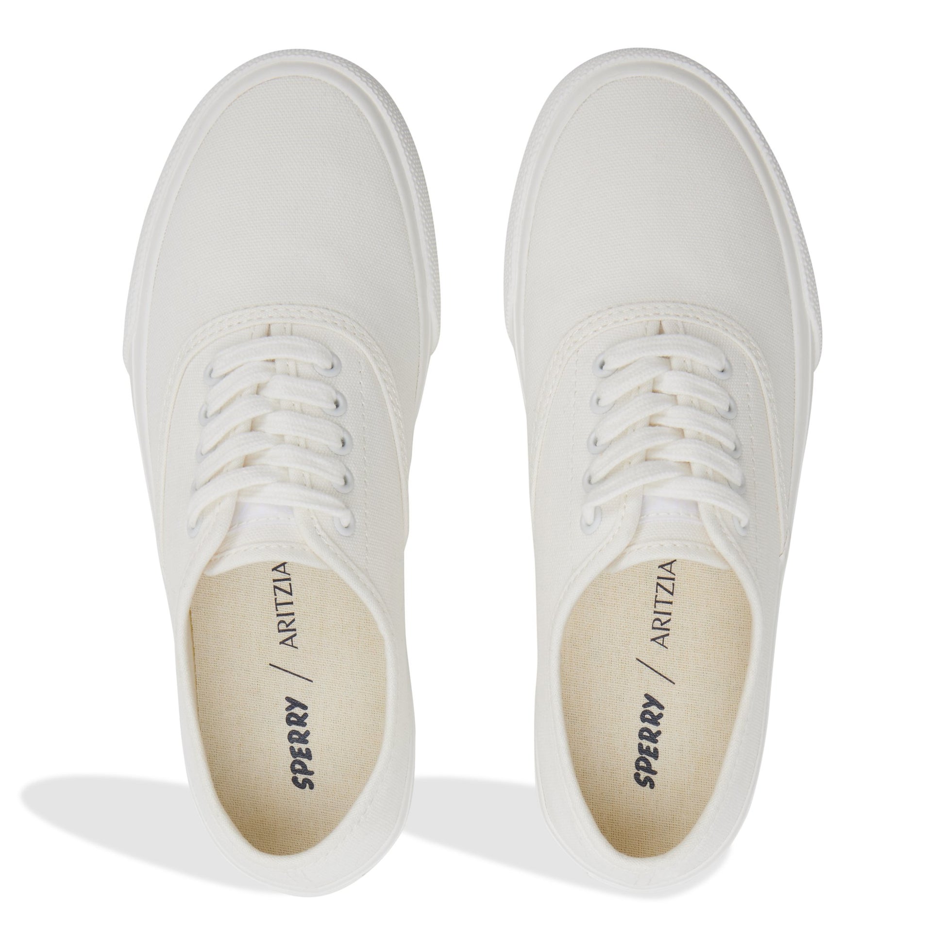 Top-down view of the White Sperry x Aritzia CVO Sneaker Low Top Sneakers