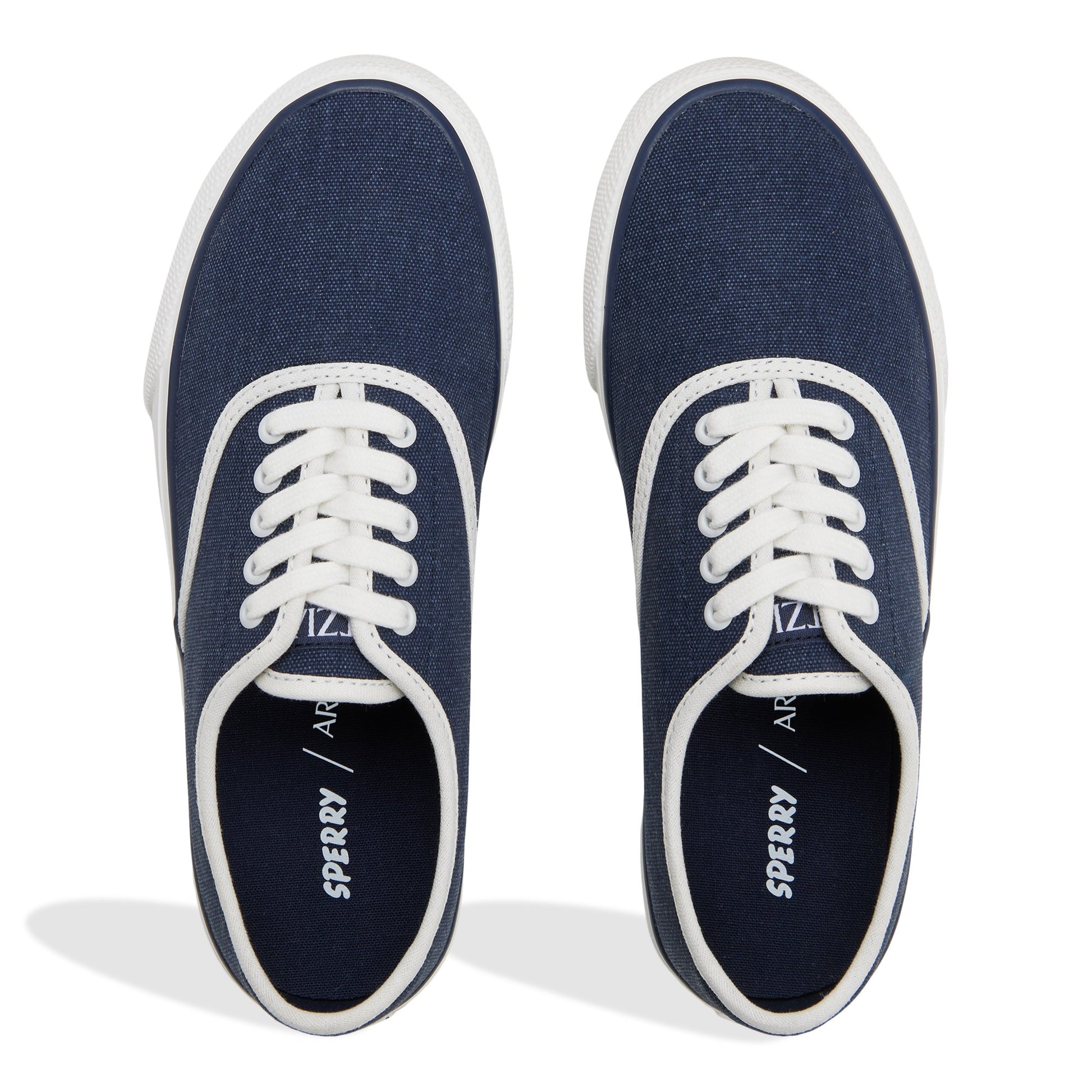 Top-down view of the Dark blue Sperry x Aritzia CVO Sneaker Low Top Sneakers