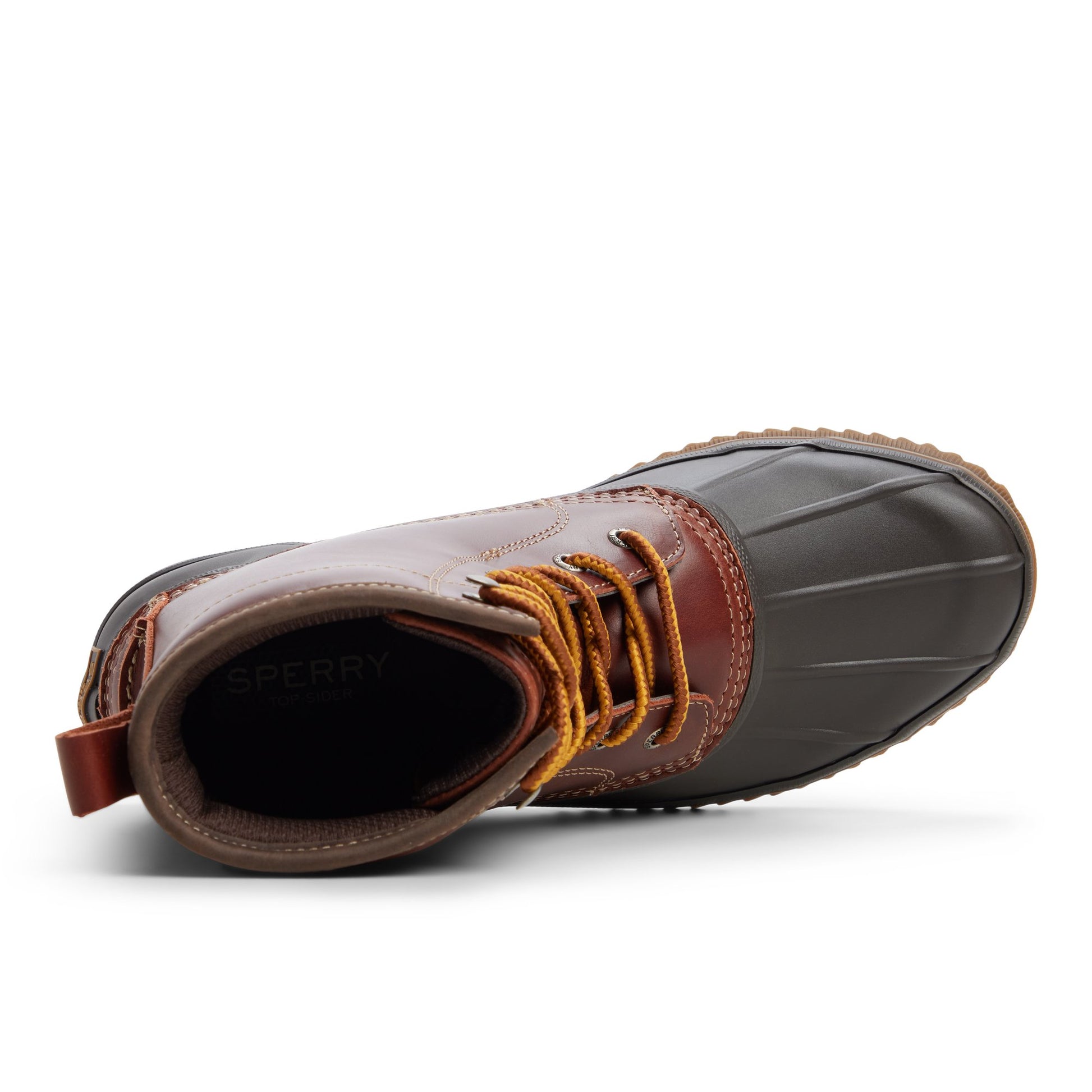 Top-down view of the Dark red Drake Boot Duck Boots