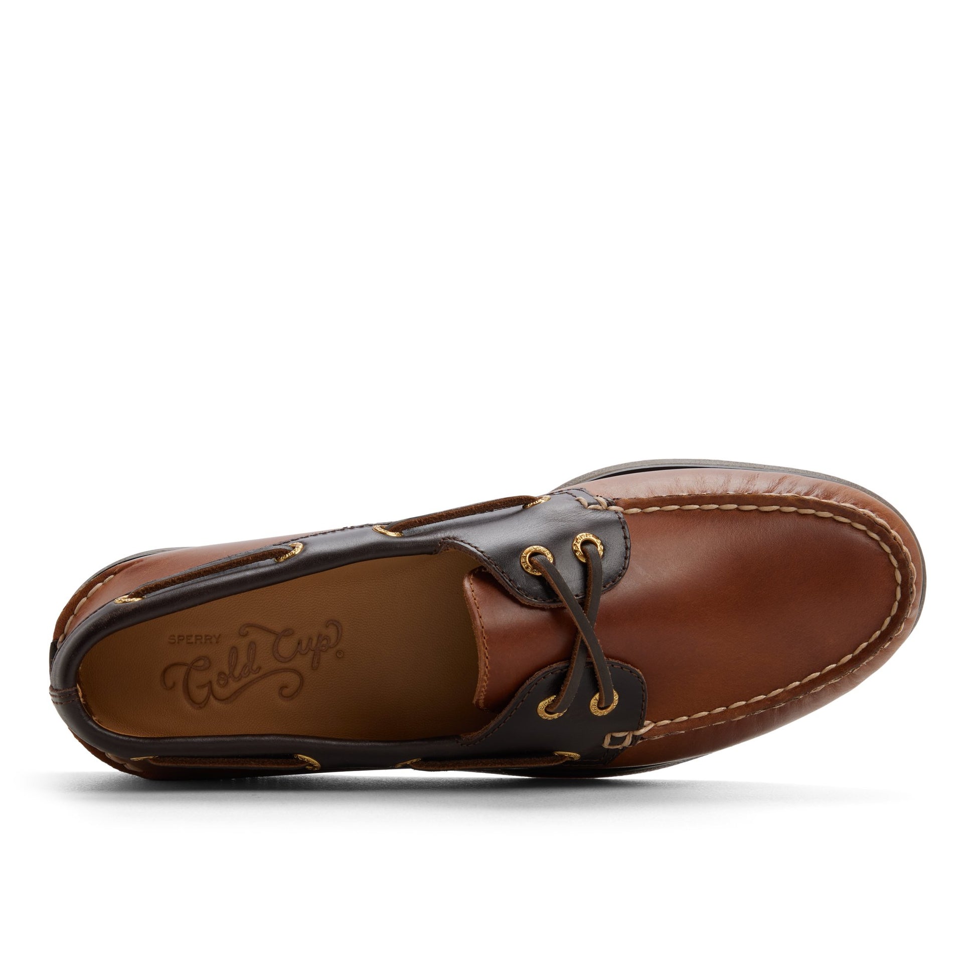 Top-down view of the Light brown Gold Cup™ Authentic Original™ 2-Eye Boat Shoe Boat Shoes