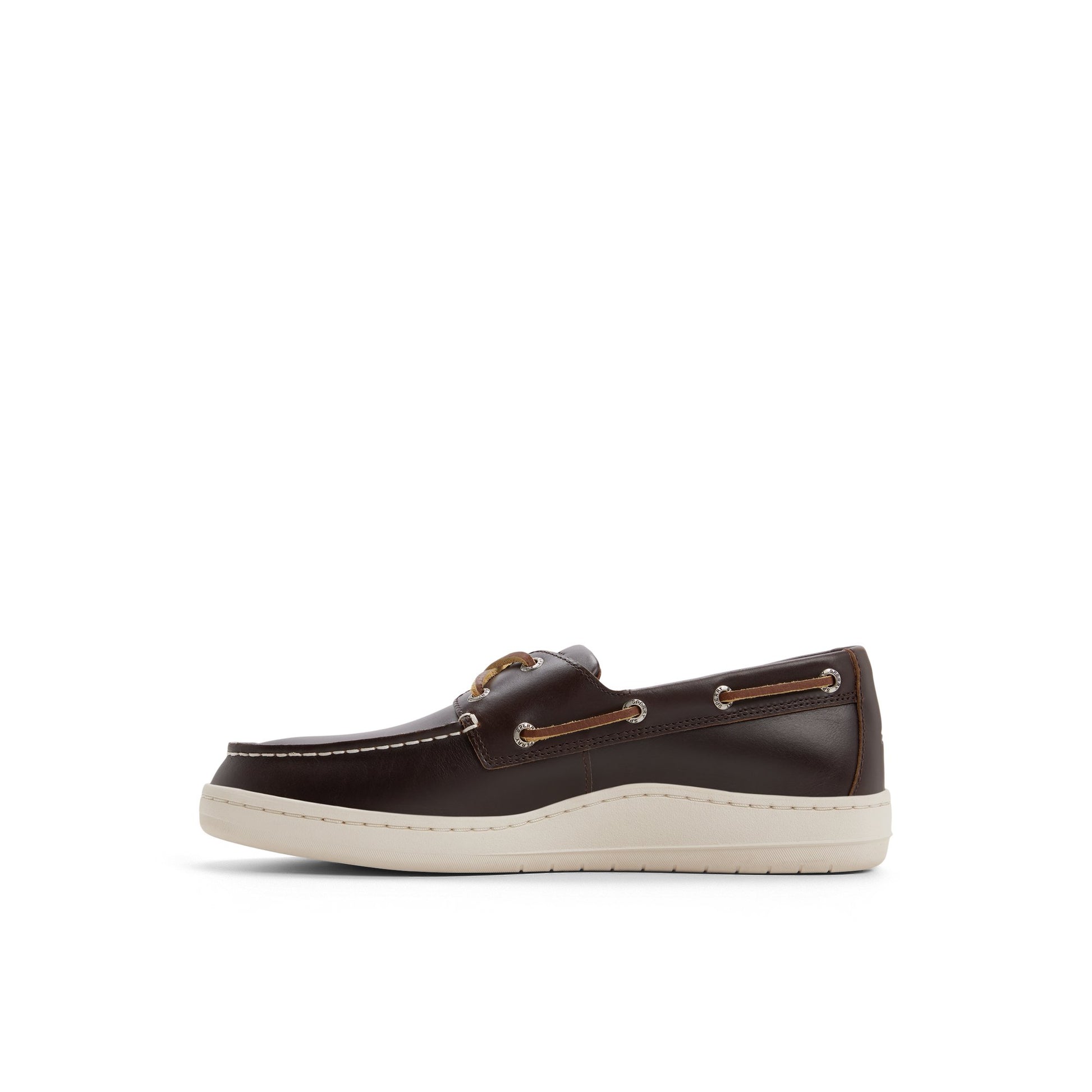 Three-quarter angle of Brown Strake 2 Eye Boat Shoe Sneaker's back side