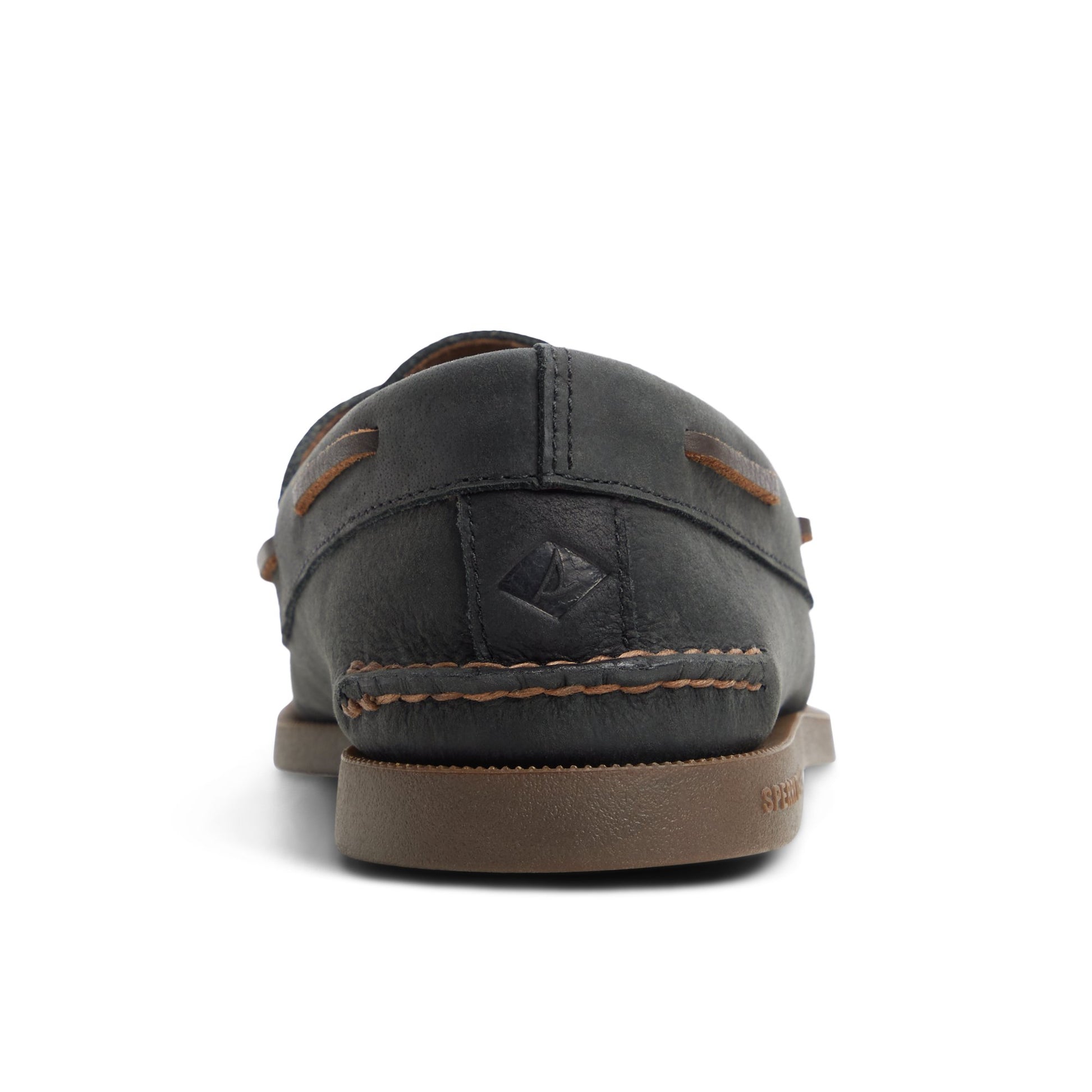 Three-quarter angle of Black Authentic Original™ 2-Eye Cross Lace Boat Shoe Boat Shoe's front side