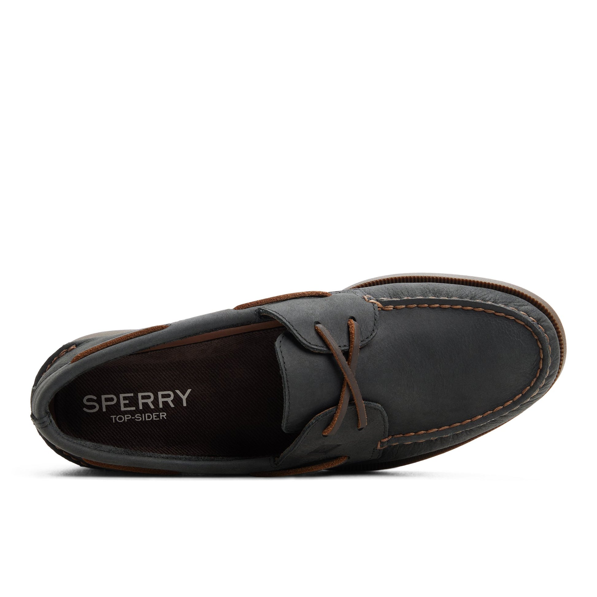 Top-down view of the Black Authentic Original™ 2-Eye Cross Lace Boat Shoe Boat Shoe