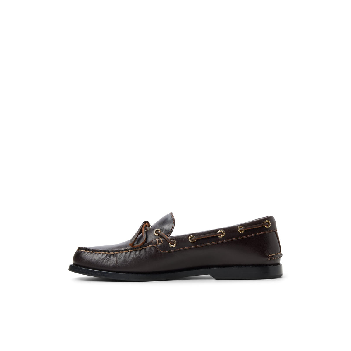 Three-quarter angle of Dark brown Prescott Gold Cup™ 1-Eye Boat Shoe Boat Shoe's back side