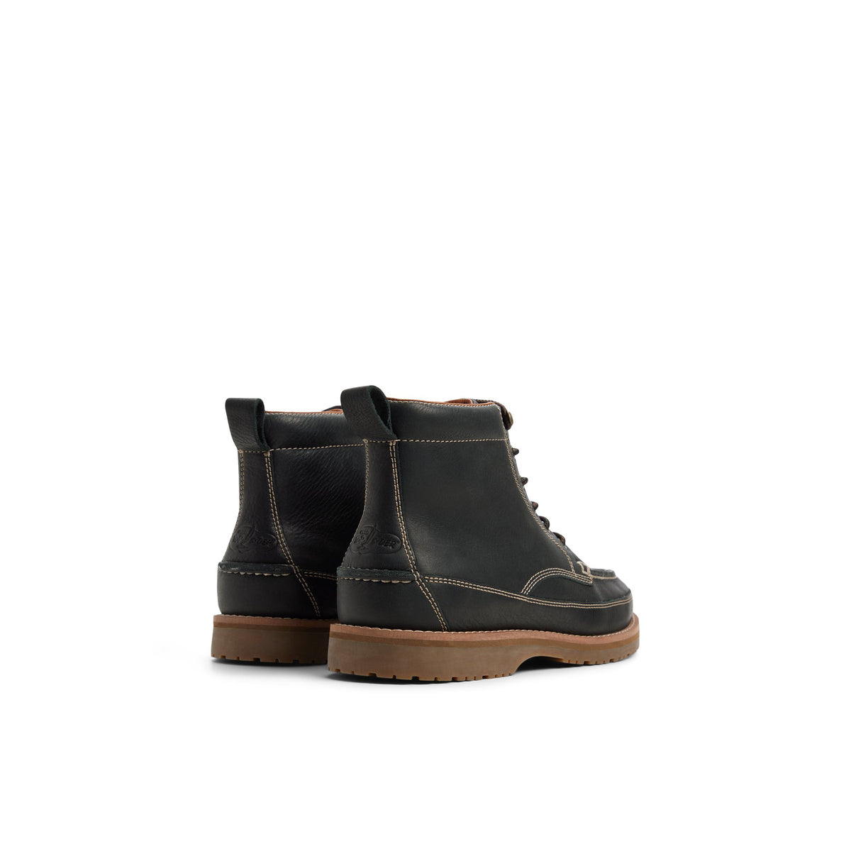Three-quarter angle of Black Mini Lug Moc Loafer 's front side