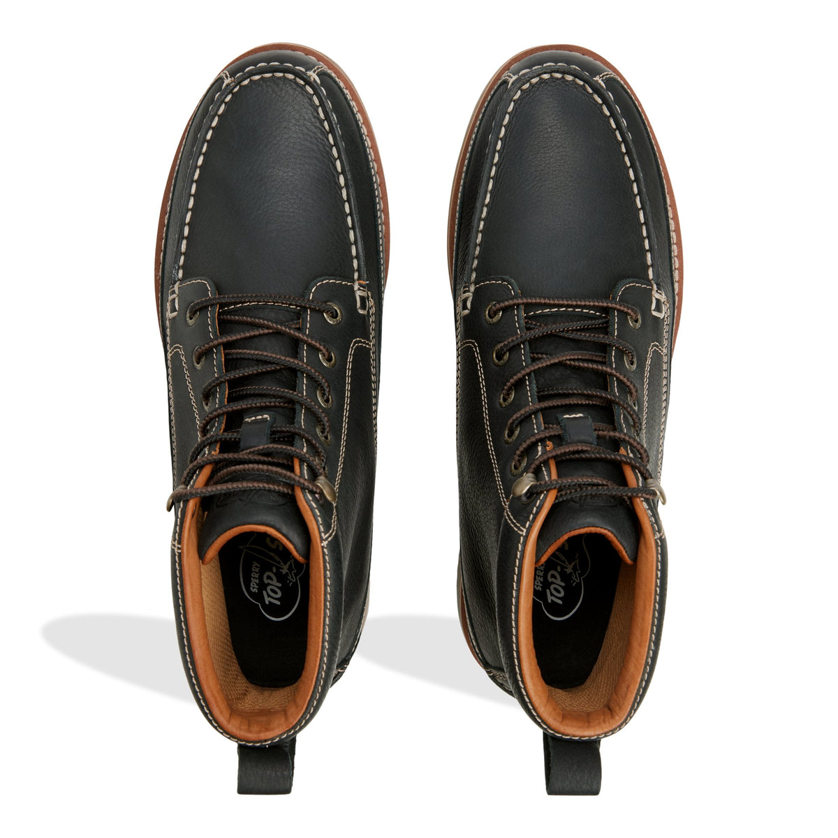 Top-down view of the Black Mini Lug Moc Loafer