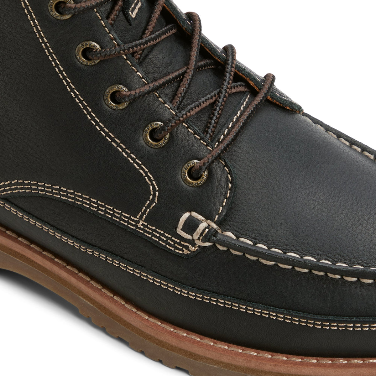 View of Black Mini Lug Moc Loafer 's sole
