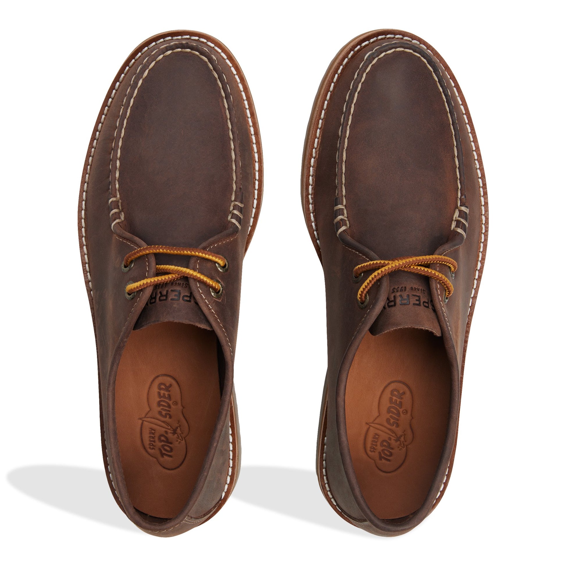 Top-down view of the Royal brown Authentic Original™ Mini Lug Captain's Oxford Captain's Oxford