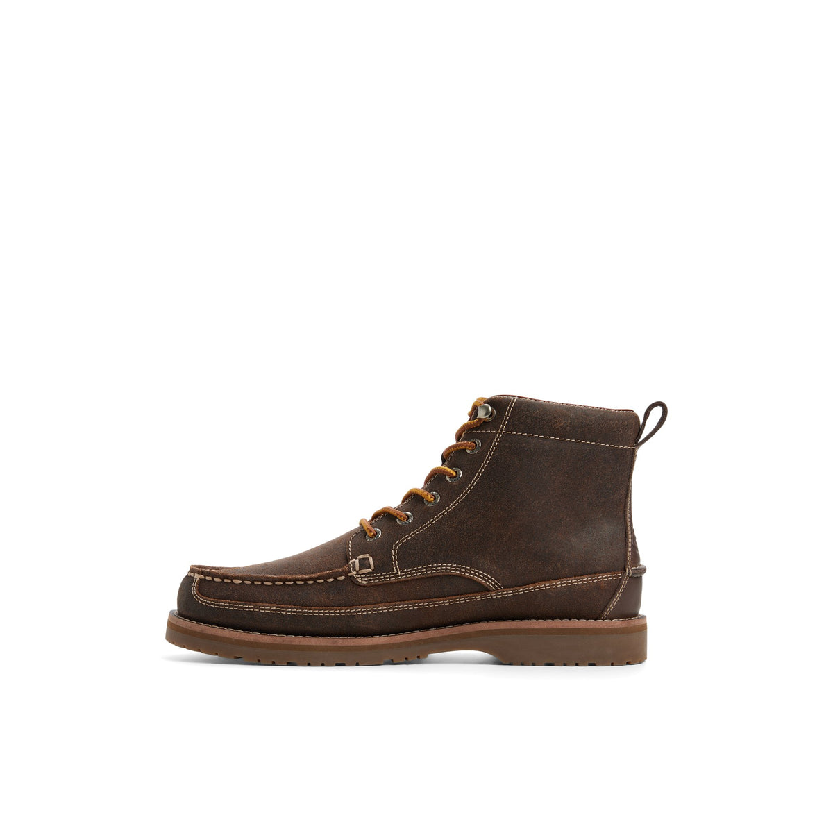 Three-quarter angle of Dark brown Mini Lug Moc Loafer 's back side