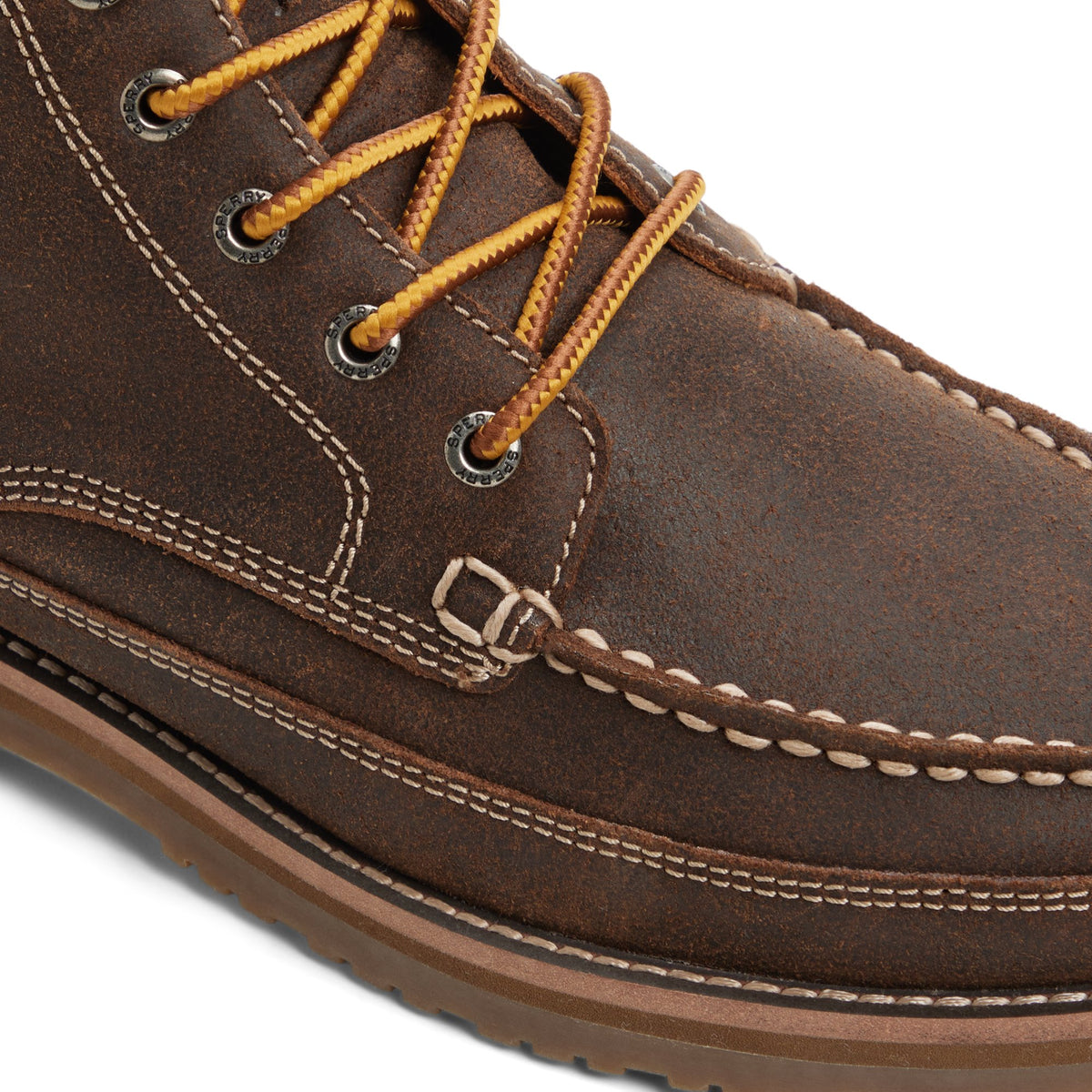 View of Dark brown Mini Lug Moc Loafer 's sole