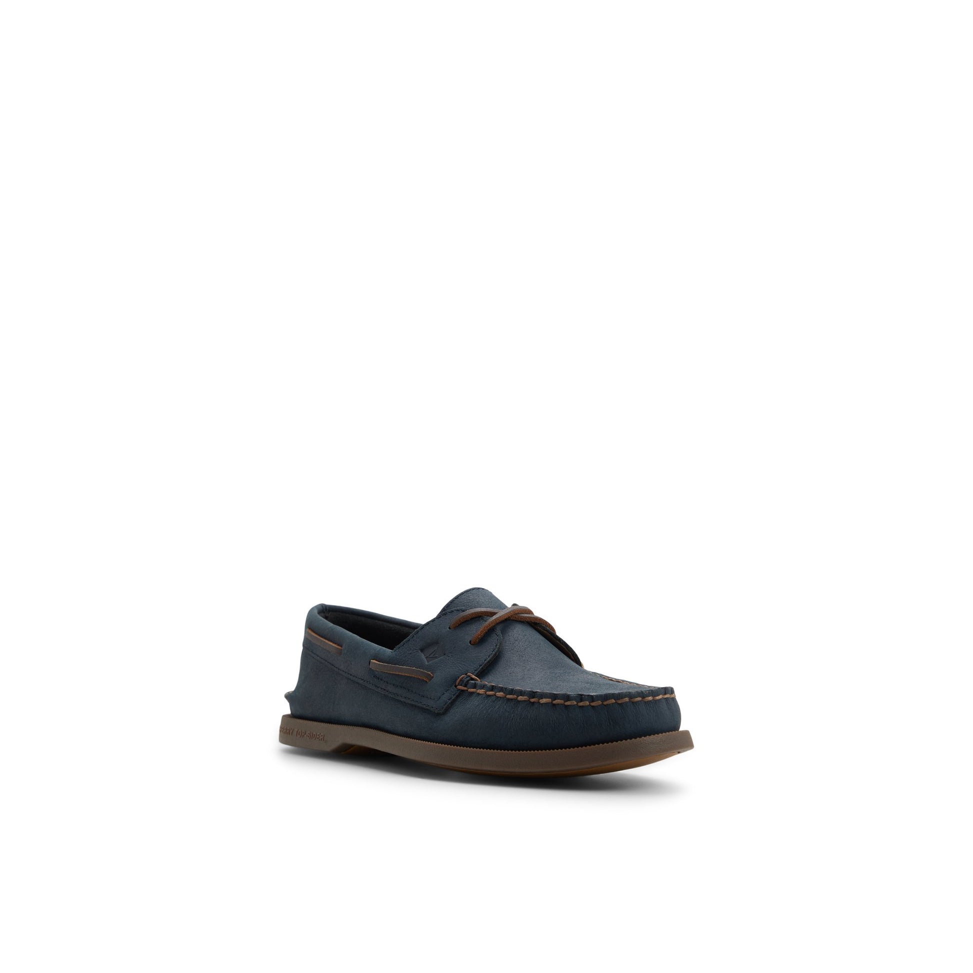Side view of Navy Authentic Original™ 2-Eye Cross Lace Boat Shoe Boat Shoe