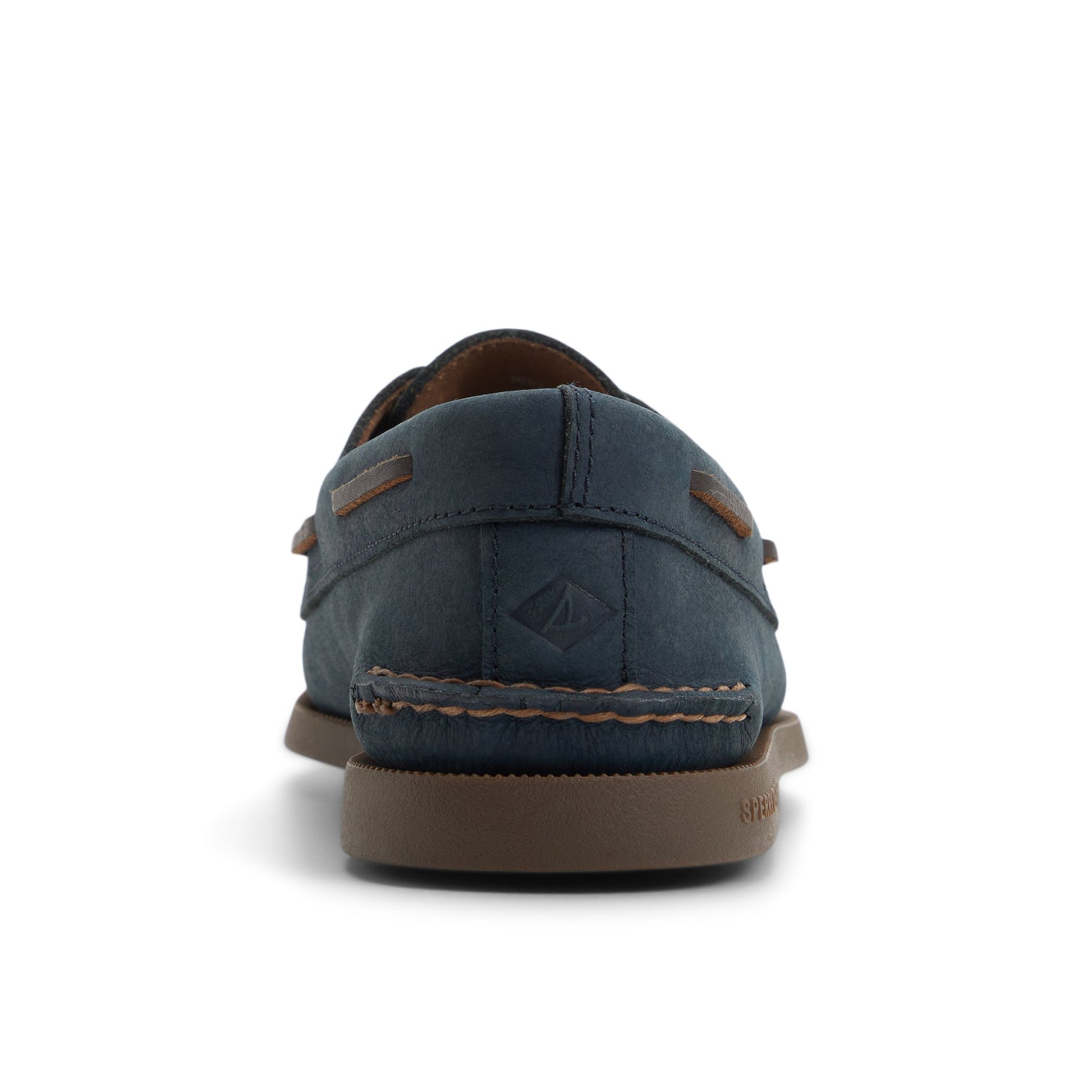 Three-quarter angle of Navy Authentic Original™ 2-Eye Cross Lace Boat Shoe Boat Shoe's front side