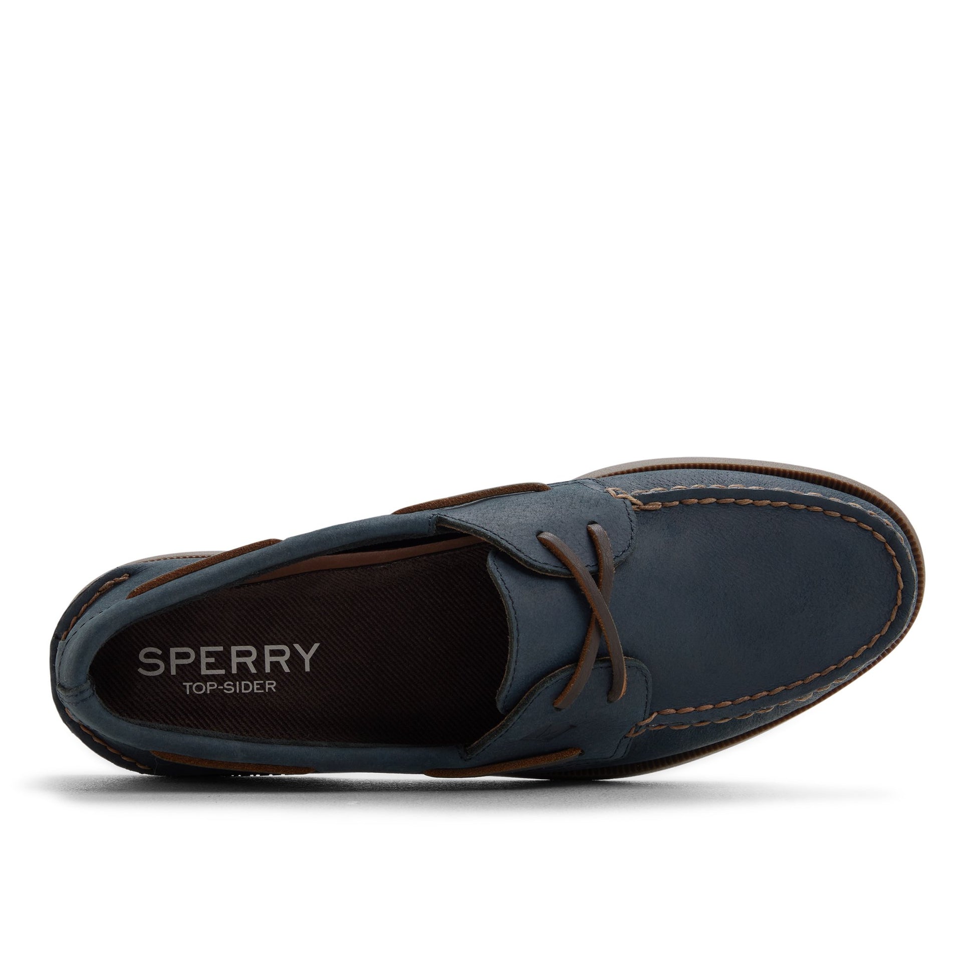 Top-down view of the Navy Authentic Original™ 2-Eye Cross Lace Boat Shoe Boat Shoe