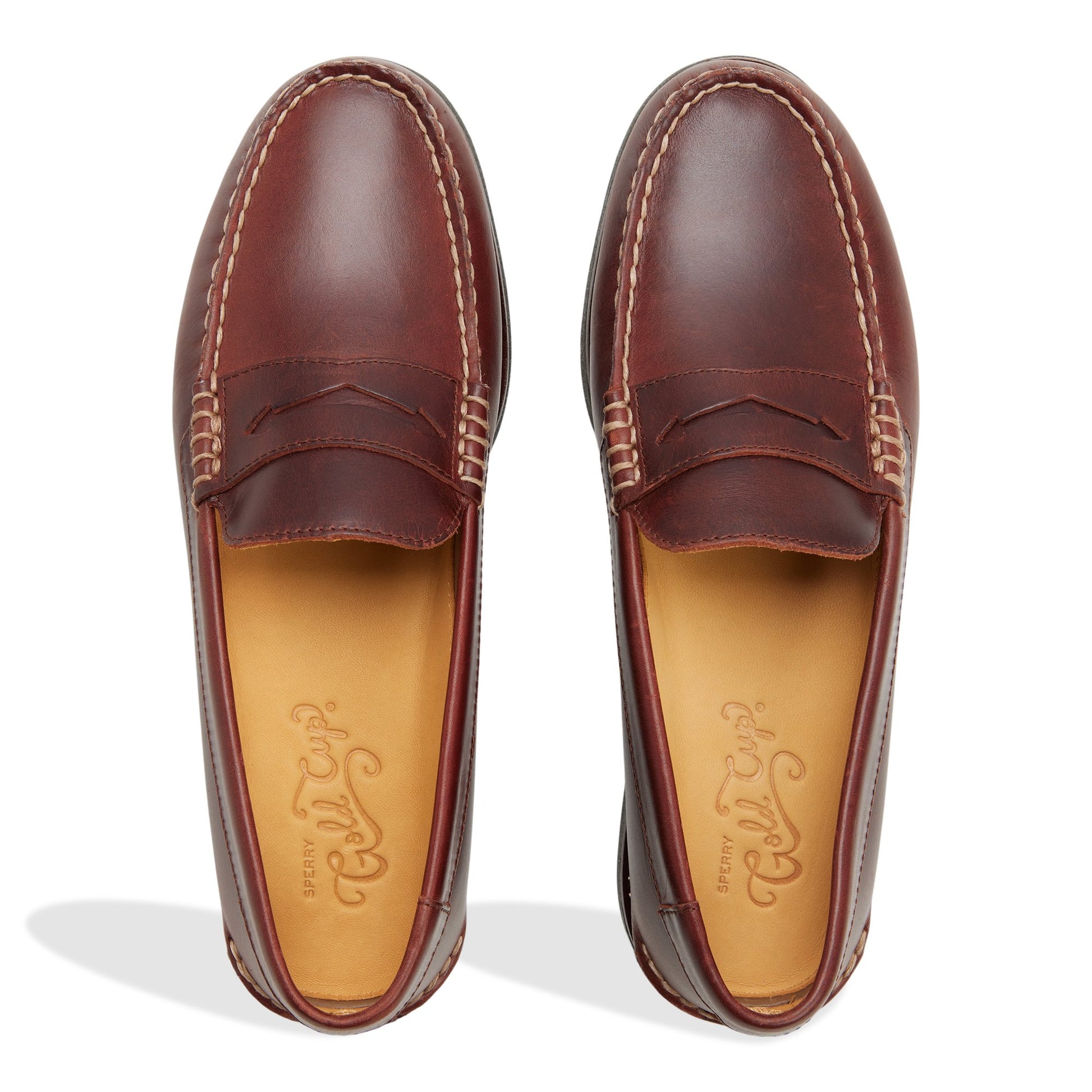 Top-down view of the Brown Gold Cup™ Cambridge Penny Loafer Loafer Moccasin Casual Shoes