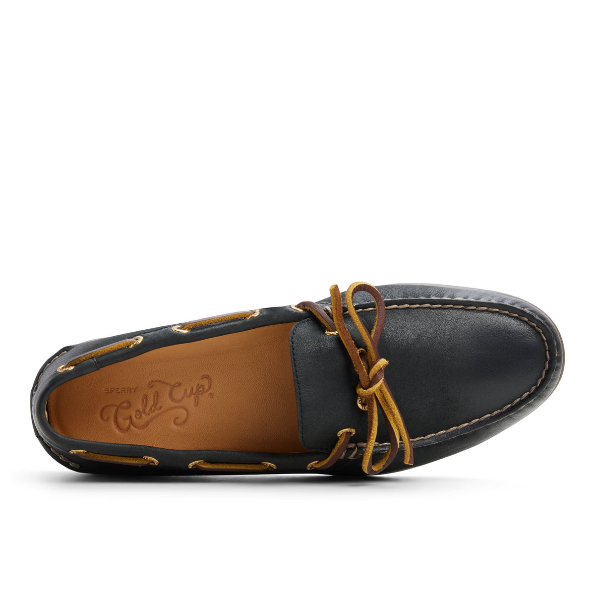 Top-down view of the Other black Gold Cup™ Authentic Original™ 1-Eye Boat Shoe Boat Shoes
