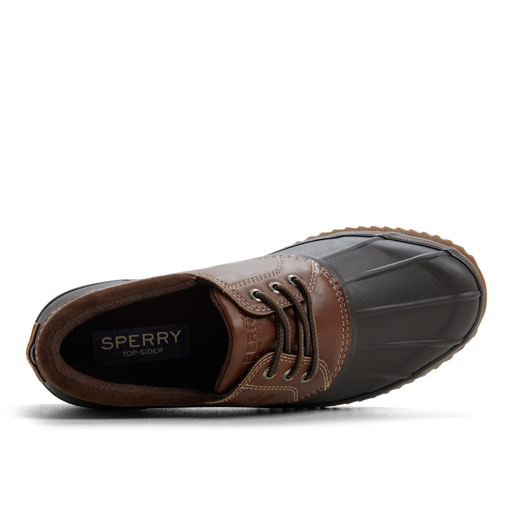 Top-down view of the Other brown Drake 3-Eye Boat Shoe Duck Boots