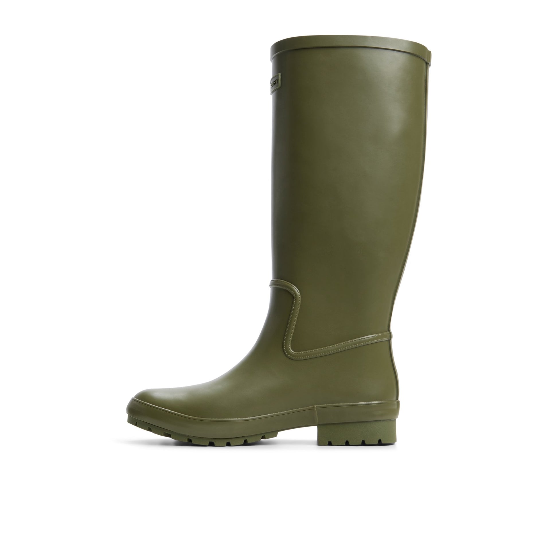 Three-quarter angle of Khaki Drizzle Knee High Rain Boot Rain Boots's back side