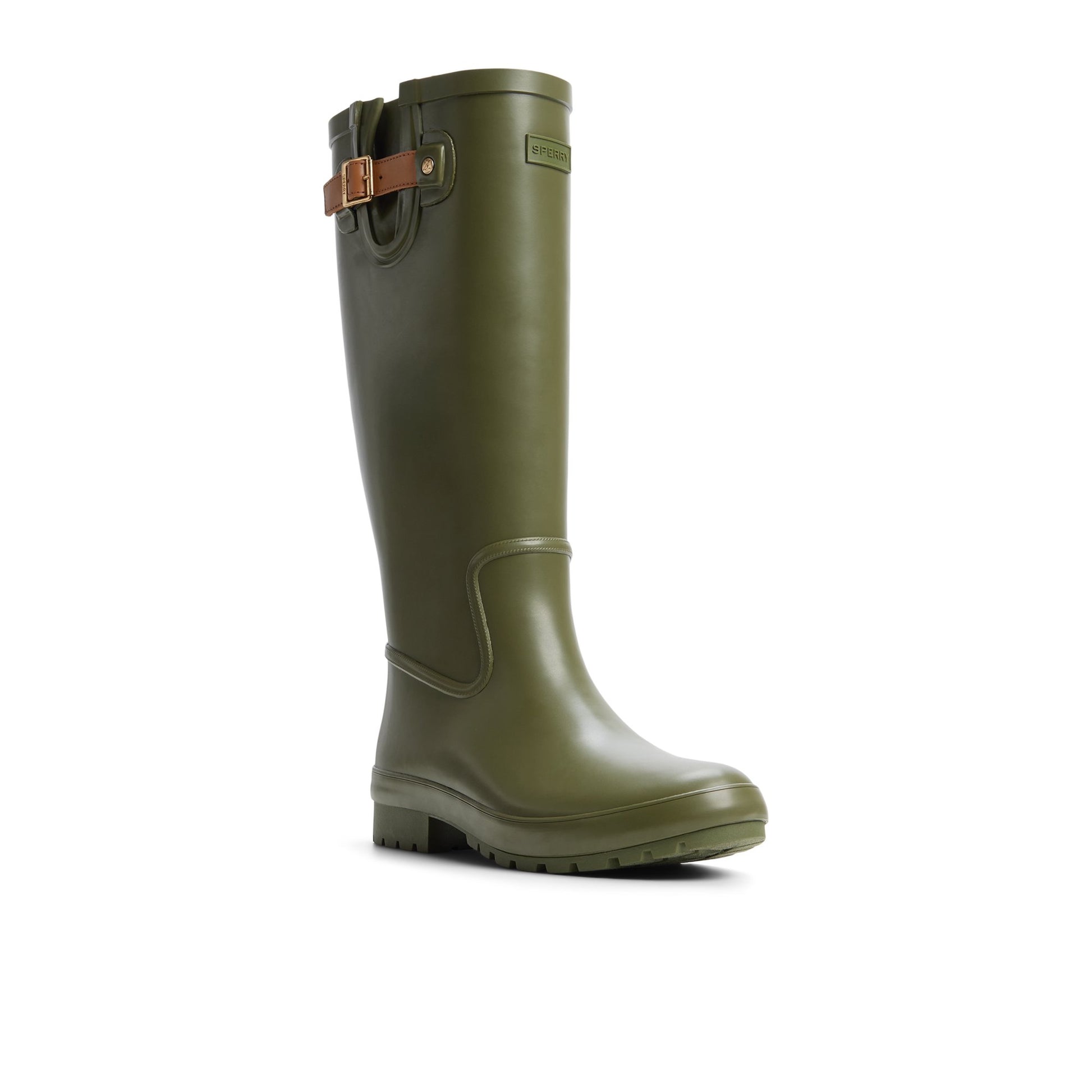 Side view of Khaki Drizzle Knee High Rain Boot Rain Boots