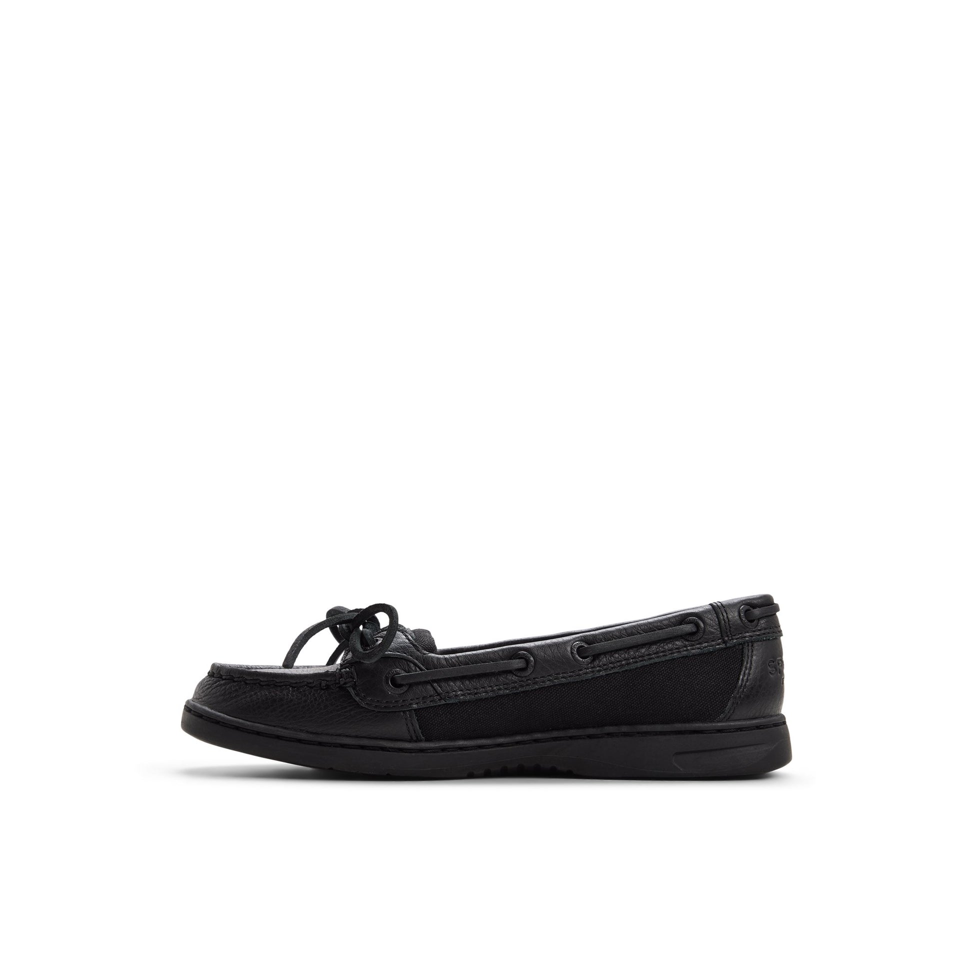 Angle de trois quarts de l'arrière de Noir/noir Angelfish 1 Eye Boat Shoe Boat Shoes