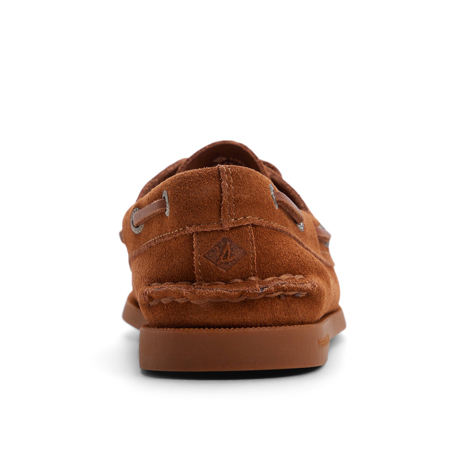 Three-quarter angle of Tan suede Authentic Original™ 2 Eye Boat Shoe Boat Shoes's front side