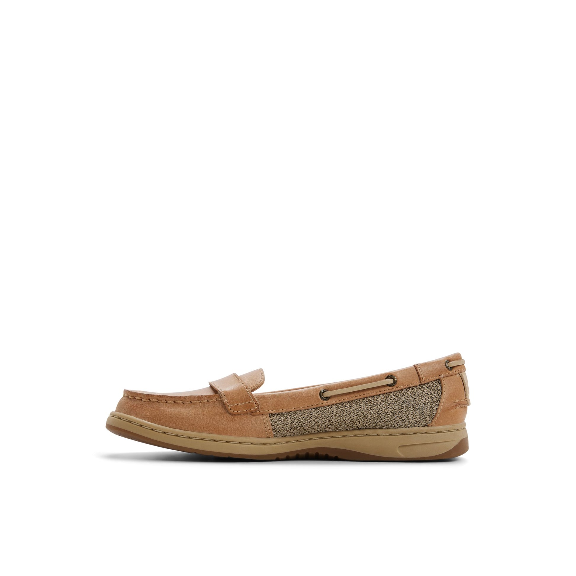 Three-quarter angle of Linen multi Minnow Fish Loafer Boat Shoe Loafer's back side