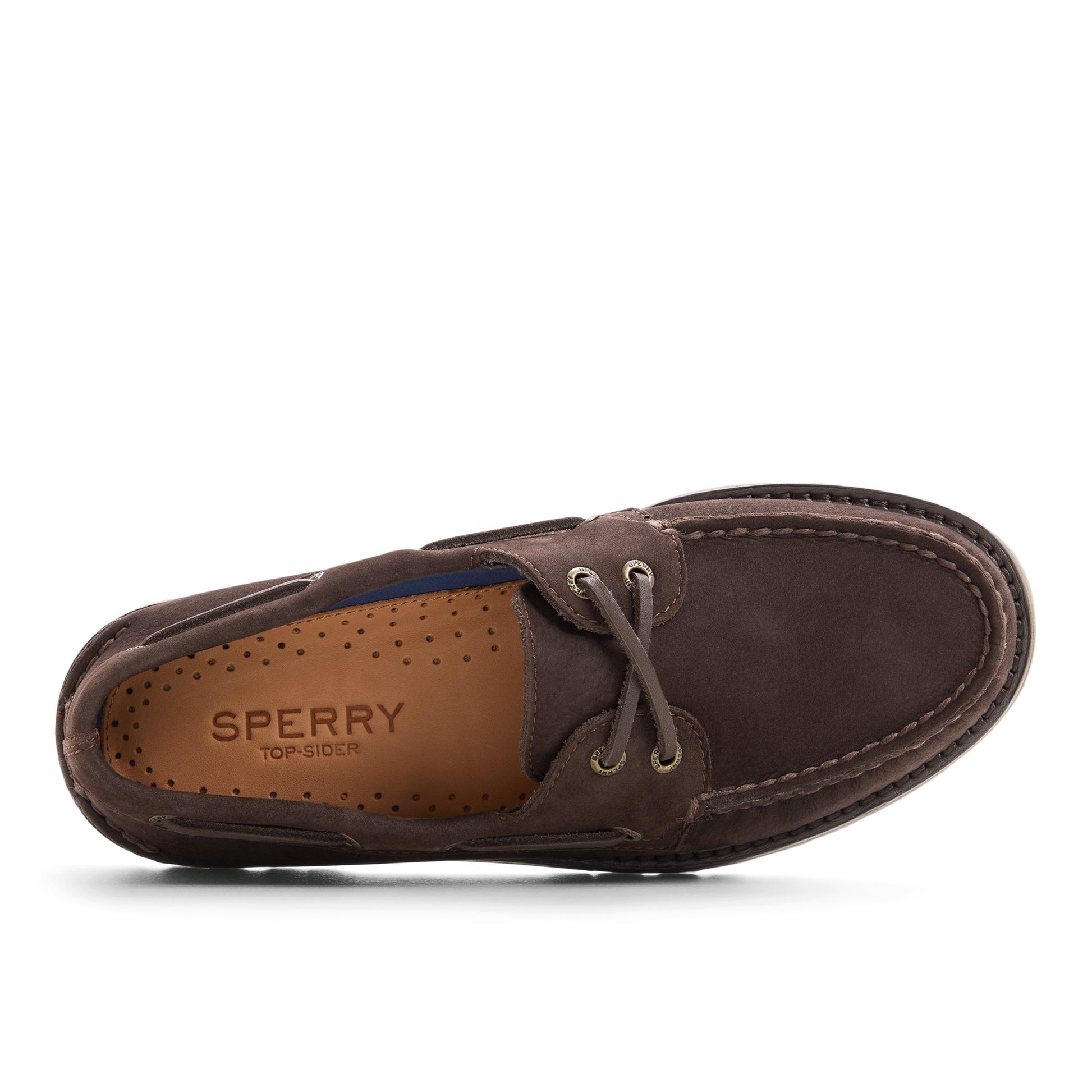 Vue de dessus de la Brun foncé Authentic Original™ 2 Eye Low Lug Boat Shoe