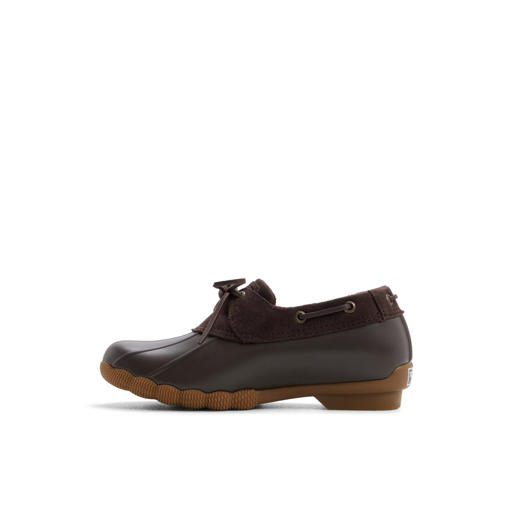 Three-quarter angle of Dark brown Saltwater™ 1 Eye Duck Shoe Duck Boots's back side