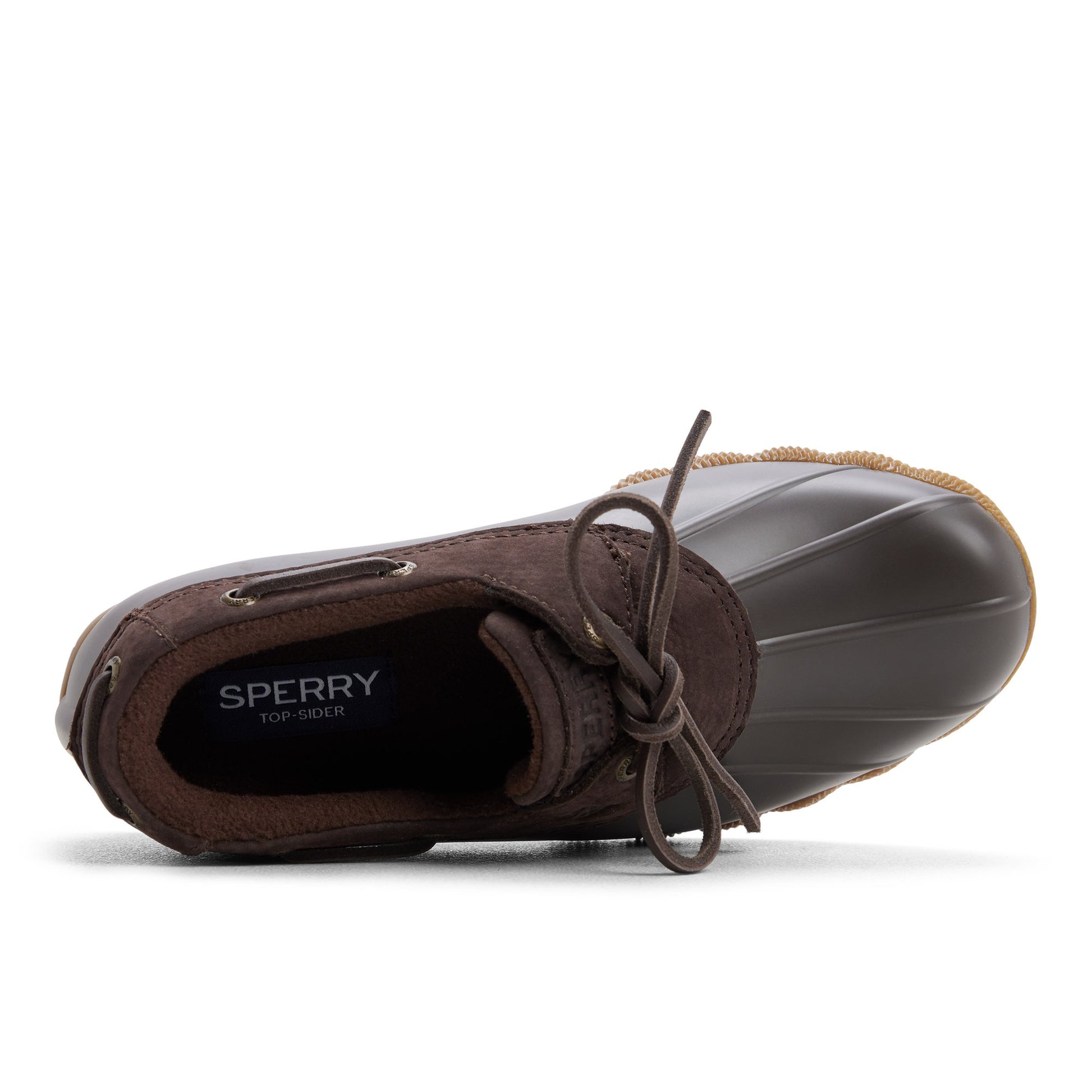 Top-down view of the Dark brown Saltwater™ 1 Eye Duck Shoe Duck Boots