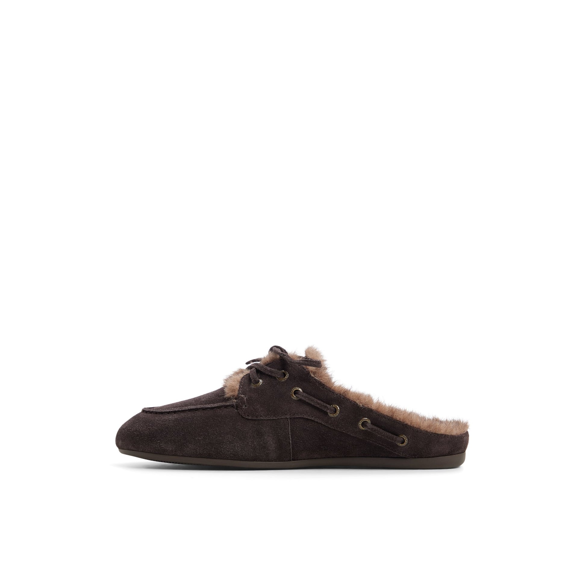 Three-quarter angle of Dark brown Slim Boat Mule Boat Shoe's back side