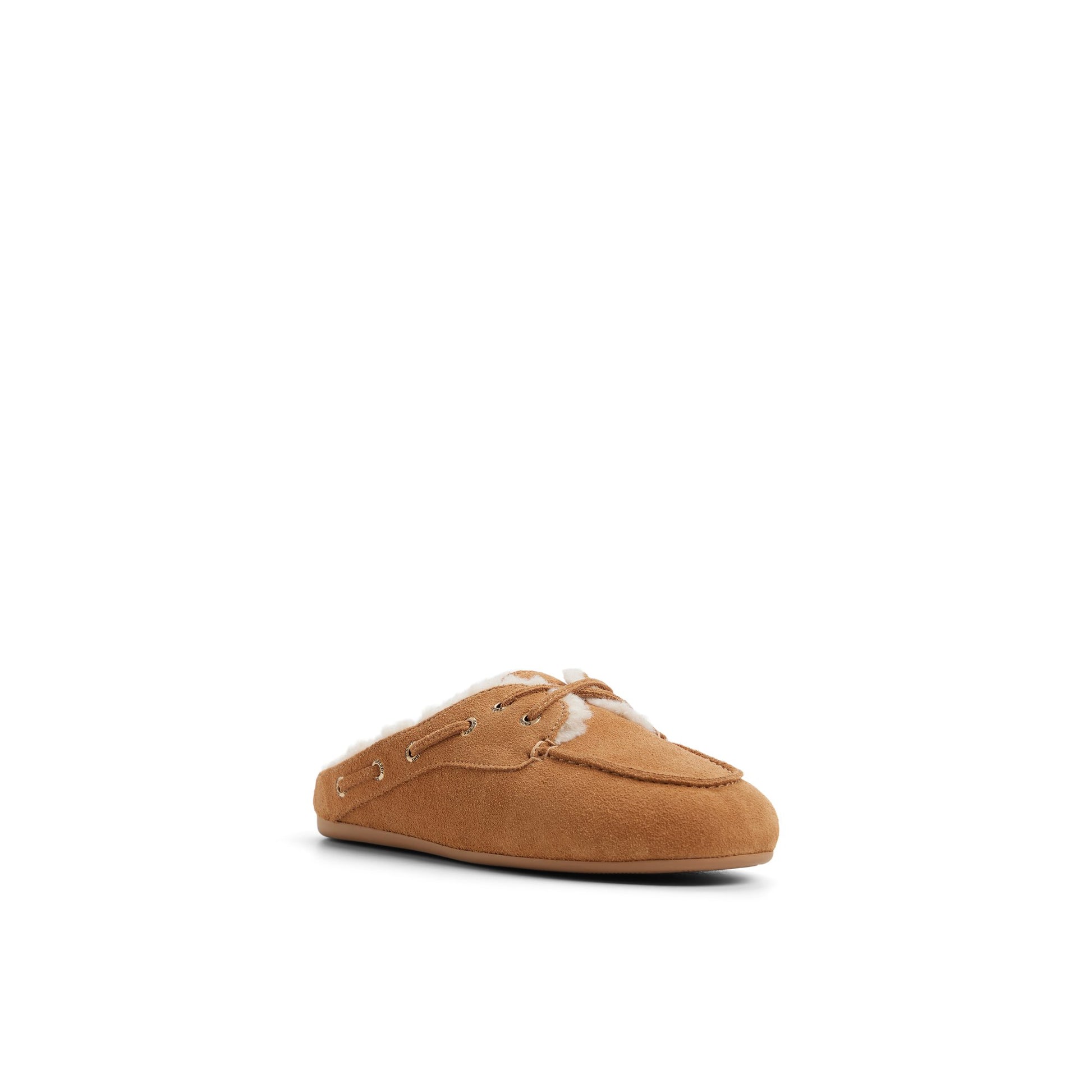 Side view of Tan Slim Boat Mule Boat Shoe