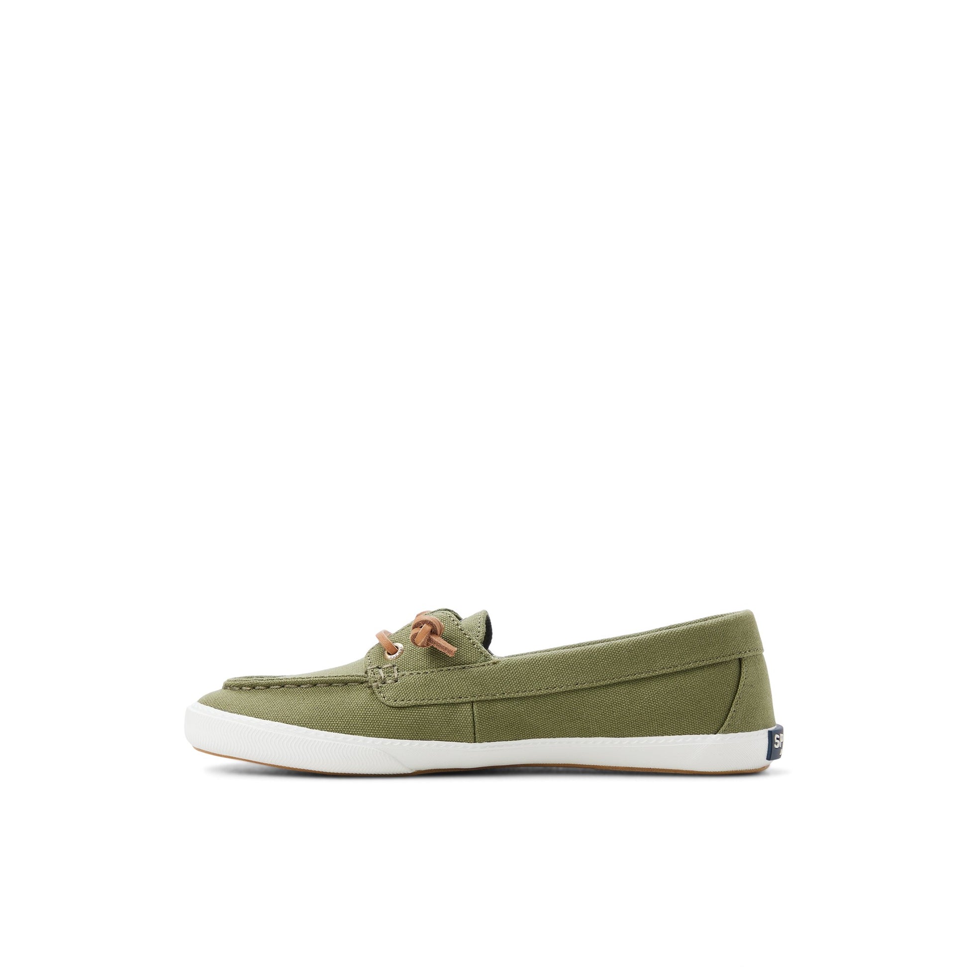 Three-quarter angle of Khaki Lounge Away Sneaker Slip Ons's back side