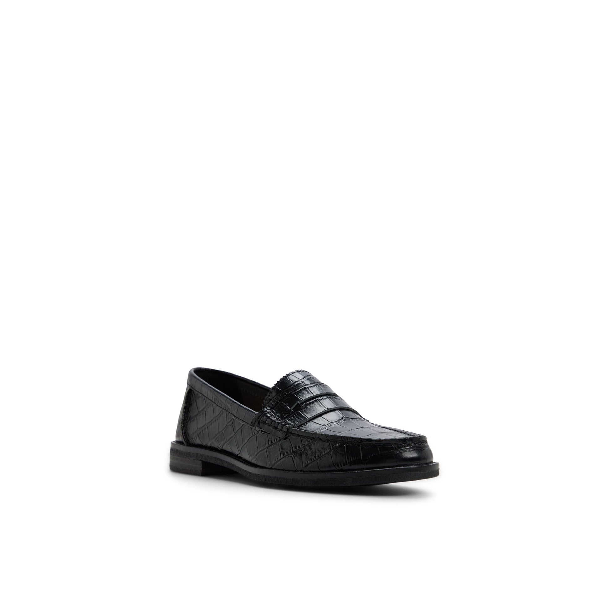 Side view of Black Seaport Penny Loafer Penny Loafer