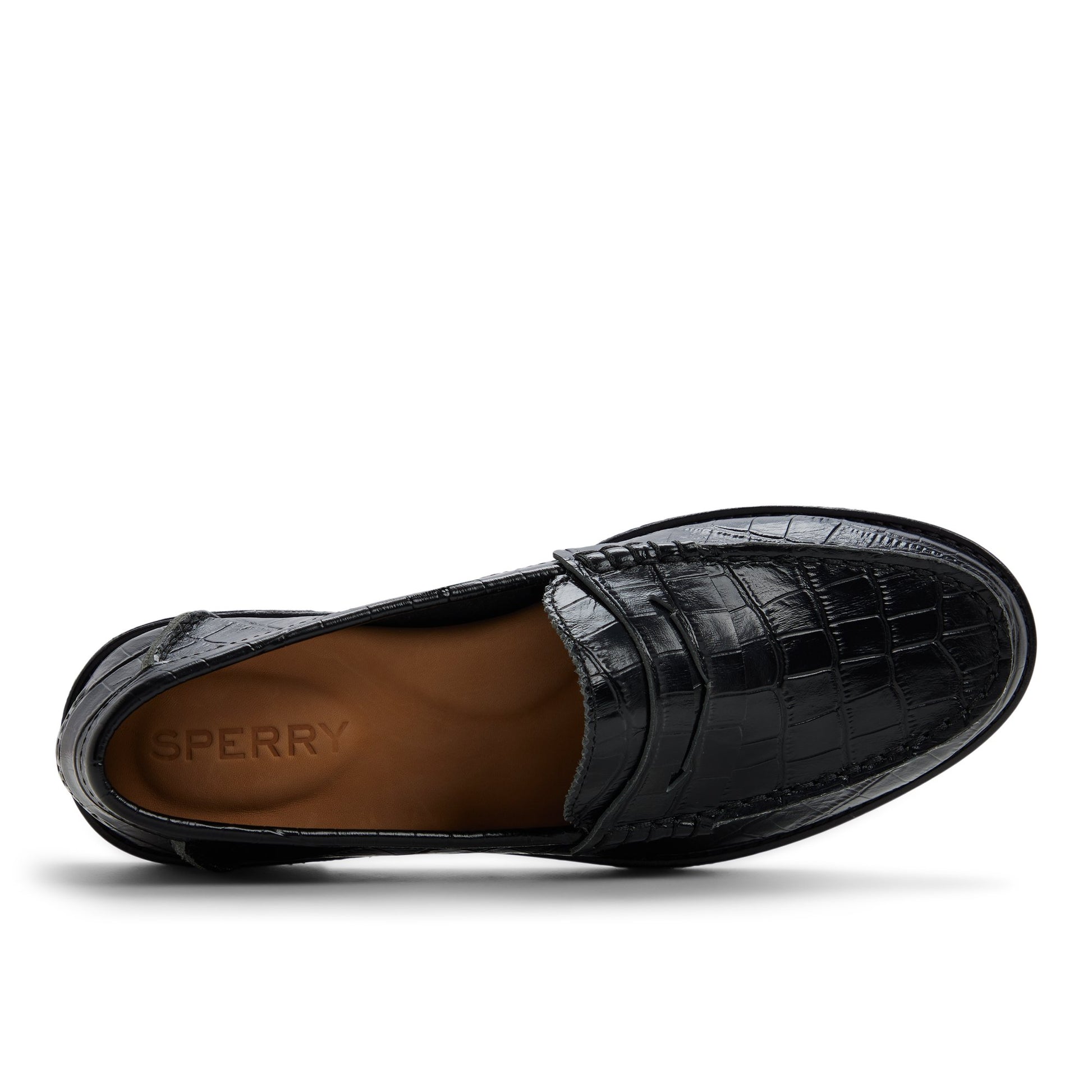 Top-down view of the Black Seaport Penny Loafer Penny Loafer