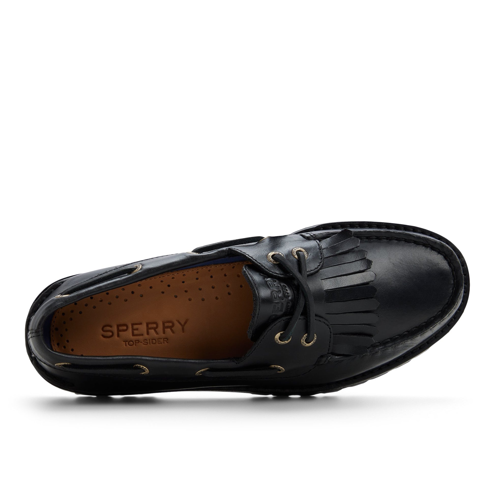 Top-down view of the Black Authentic Original™ Kiltie Lug Loafer