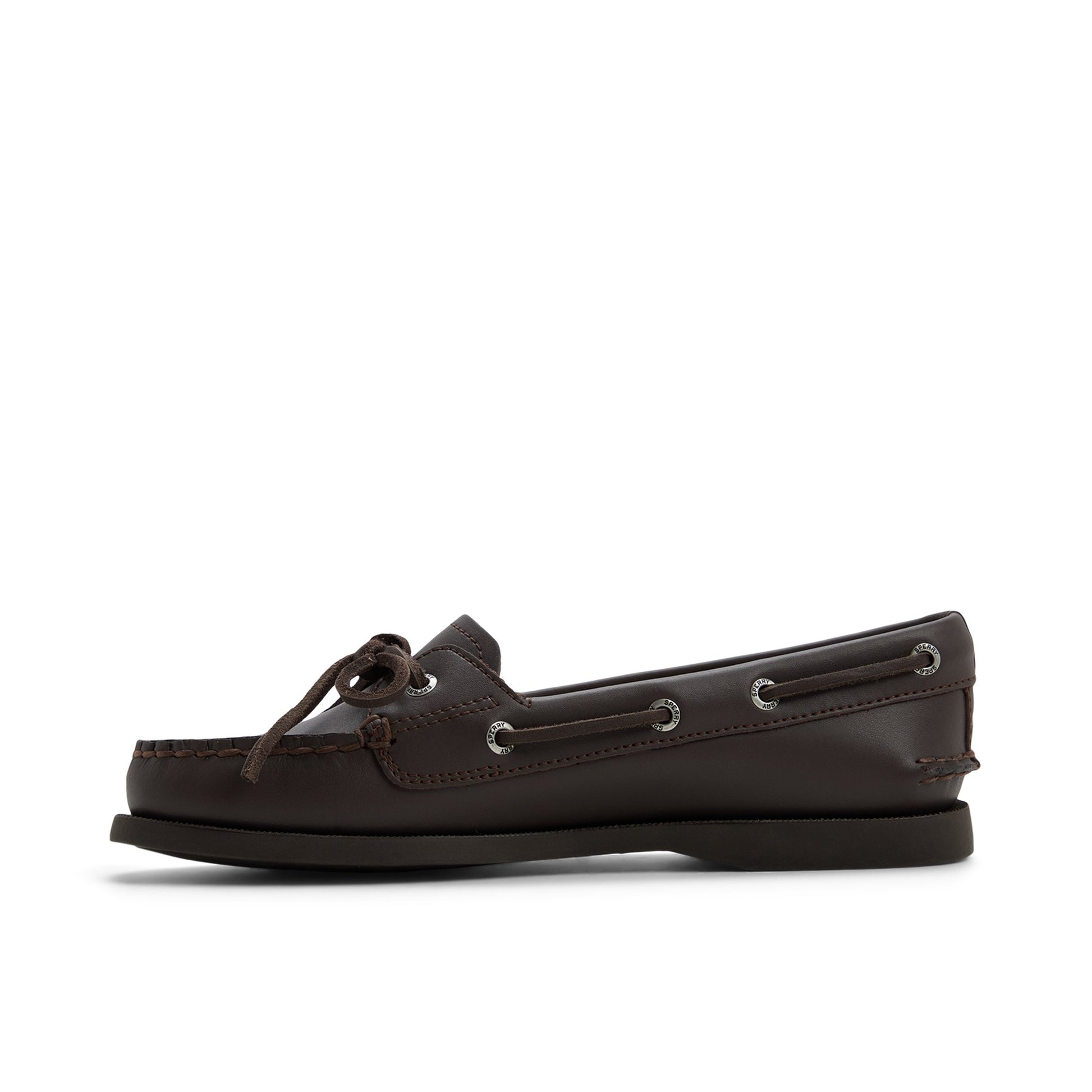Angle de trois quarts de l'arrière de Brun foncé Authentic Original™ 1 Eye Boat Shoe Boat Shoe