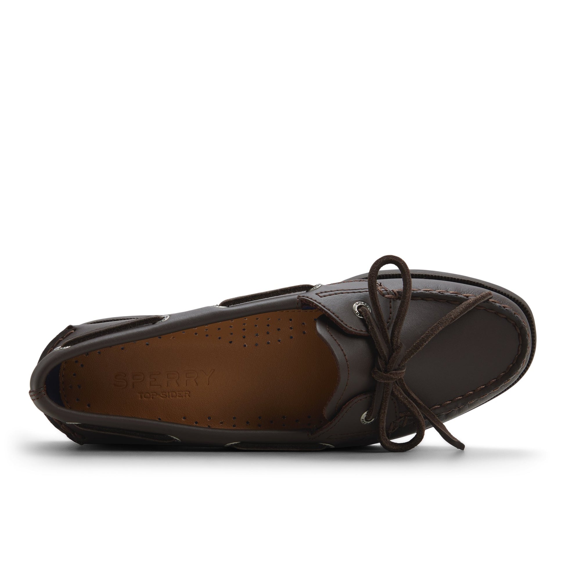 Vue de dessus de la Brun foncé Authentic Original™ 1 Eye Boat Shoe Boat Shoe