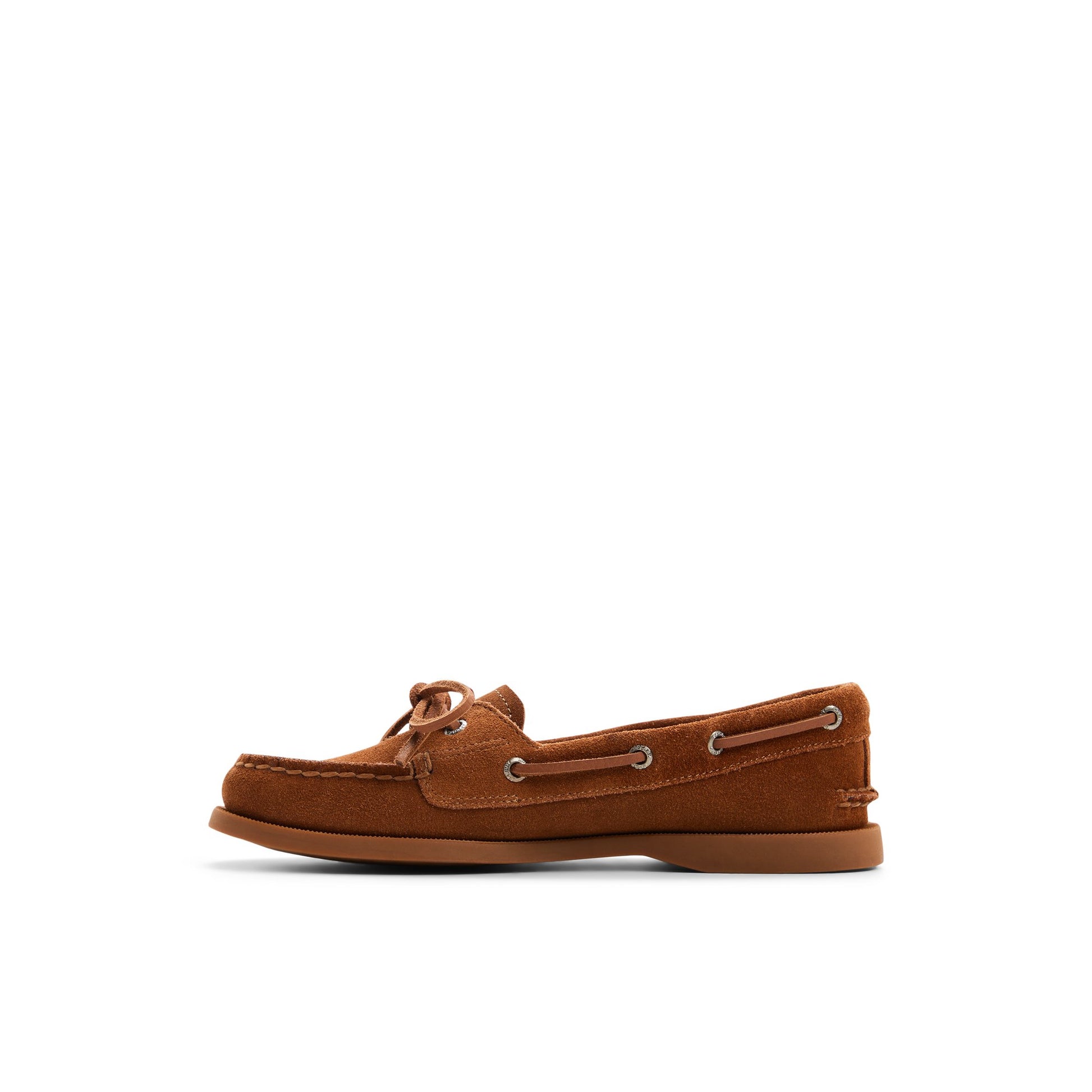 Three-quarter angle of Tan suede Authentic Original™ 1 Eye Boat Shoe Boat Shoe's back side
